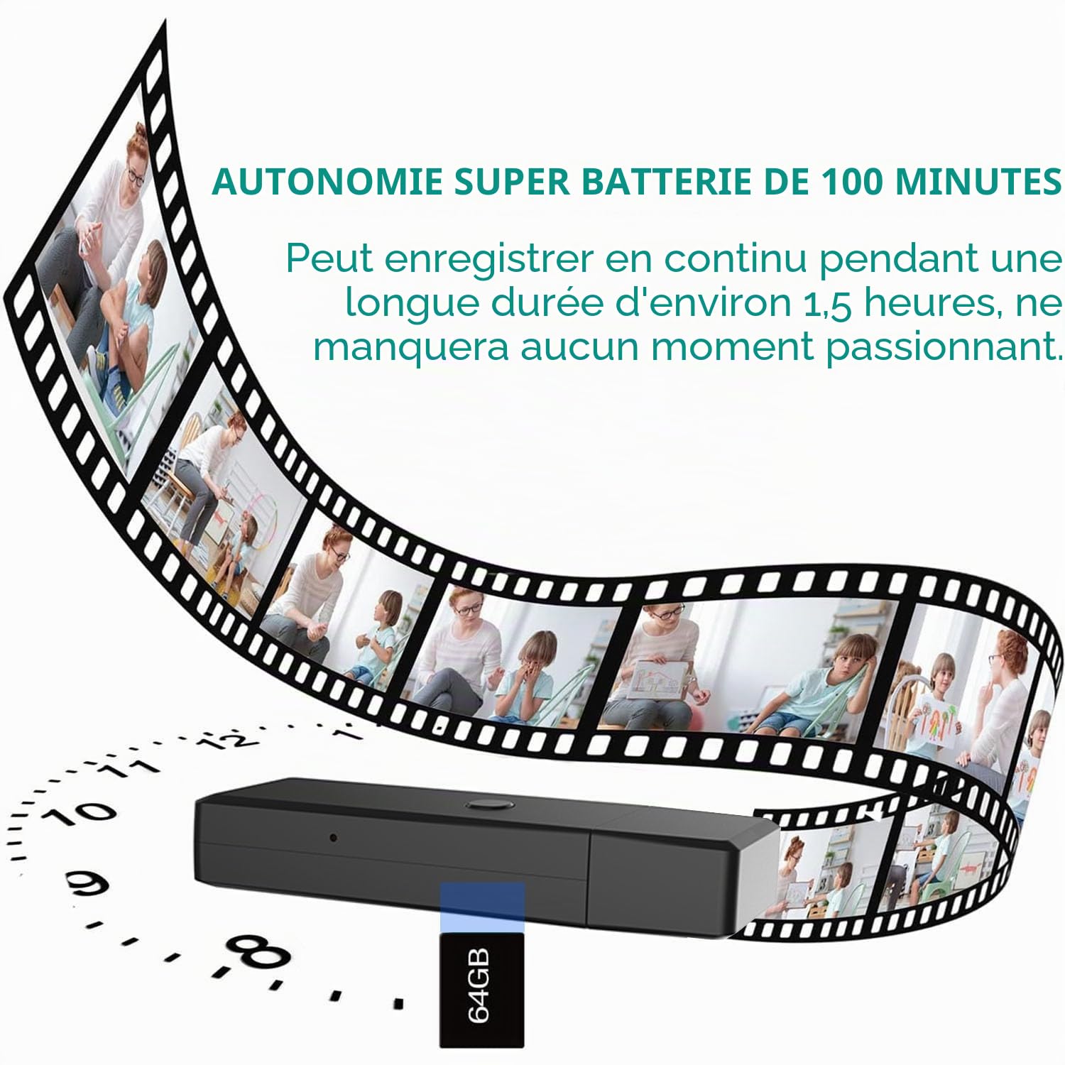 USB Caméra cachée 1080P HD Caméra Espion Cachée pour la Sécurité à Domicile Nanny cam avec Vision Nocturne et Détection de Mouvement