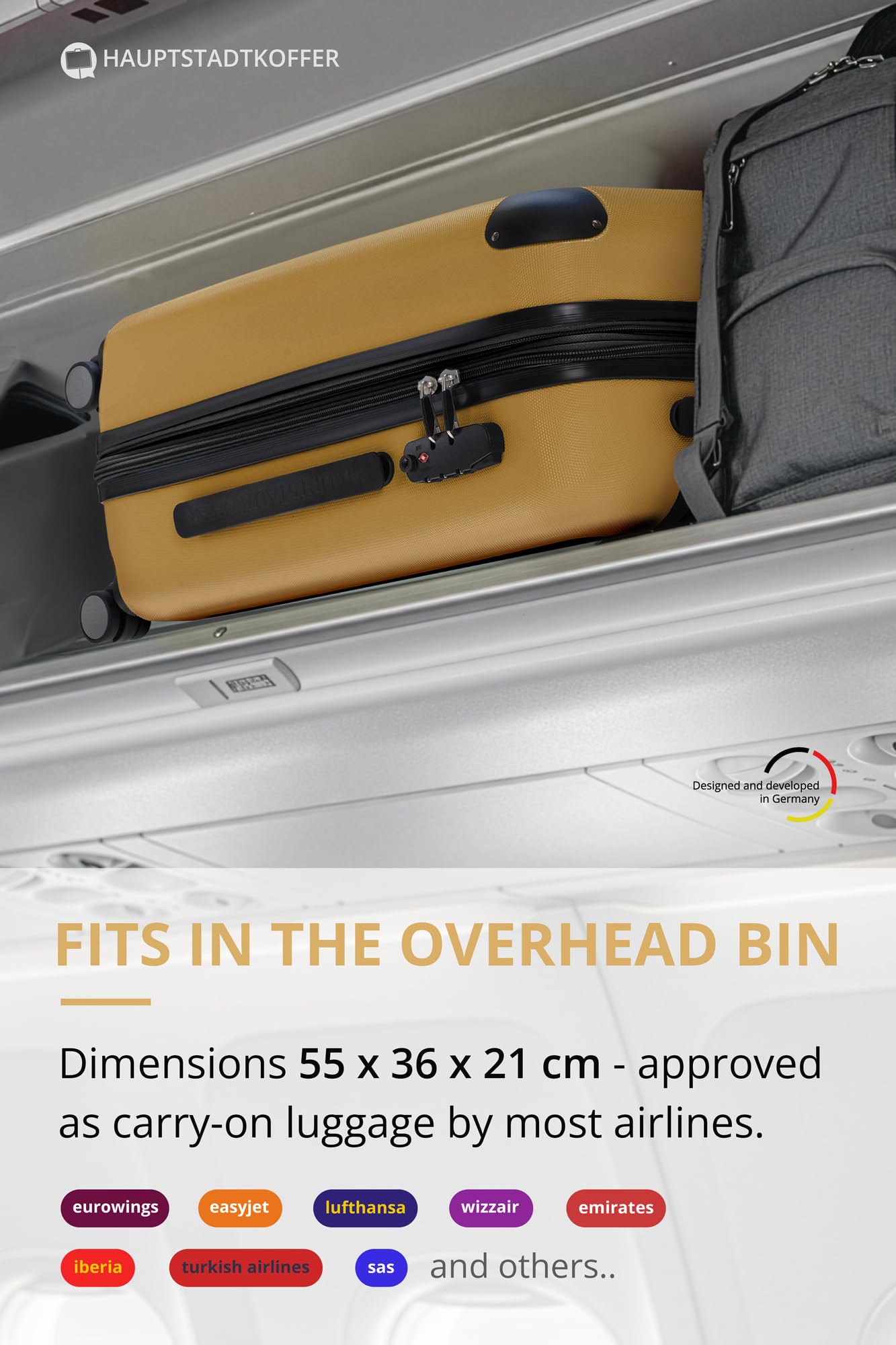 HAUPTSTADTKOFFER - Spree - Maleta rígida, Trolley expandible, Equipaje de Viaje, 4 Ruedas Dobles, TSA, 65 cm, 74 litros, Champán — view 216