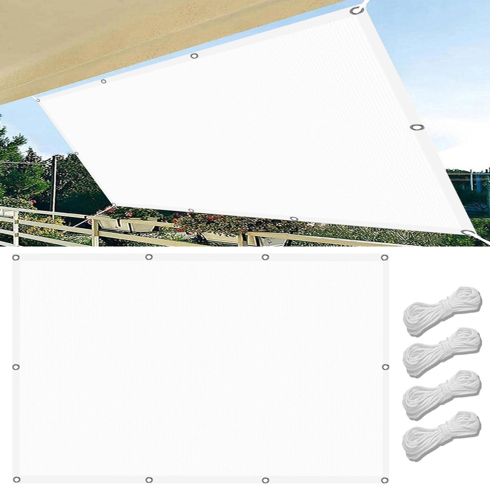 Voile d'ombrage 1.7x3.2m crème rectangulaire anti-UV pour terrasse et jardin