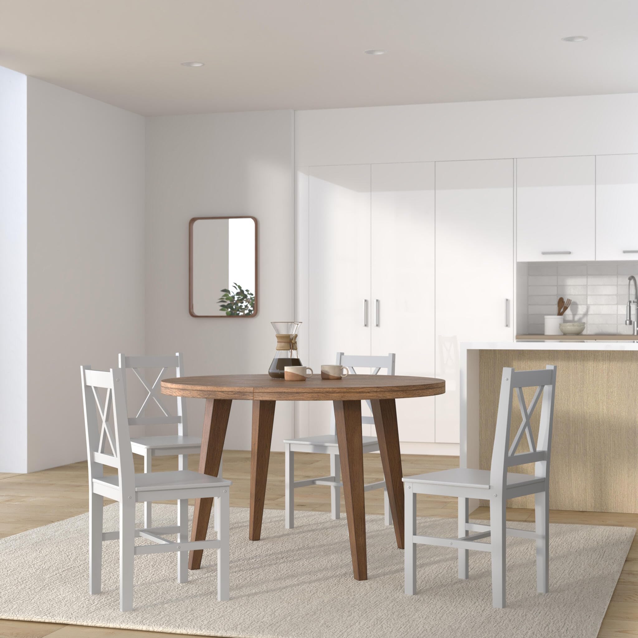 vidaXL 4 sillas Blancas de Comedor Hechas de Madera de Pino