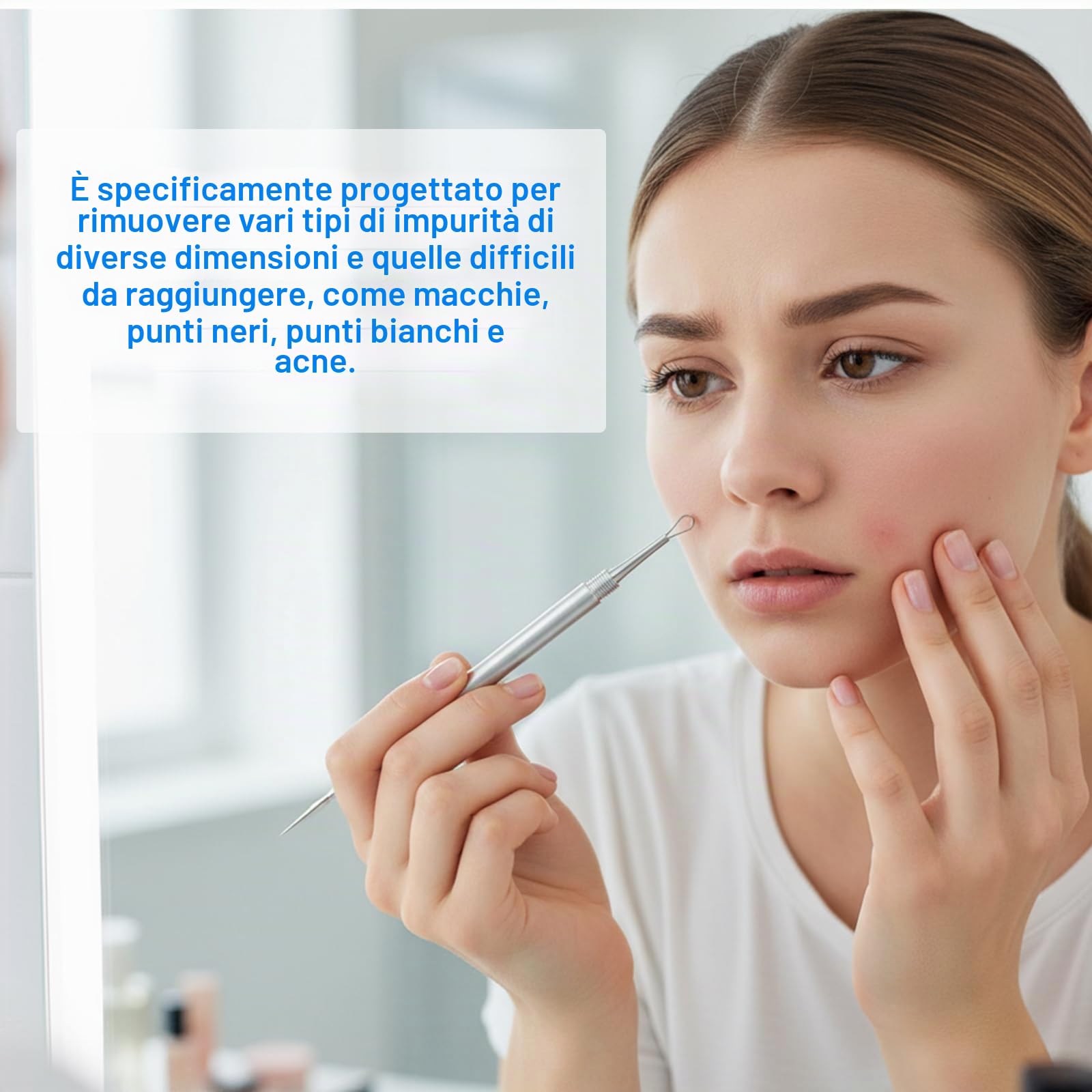Estrattore di Punti Neri, Metallo 2 in 1 Ago per la Pulizia Dell'Acne, Schiaccia Punti Neri Strumenti, Rimozione di Punti Neri per Naso e Viso