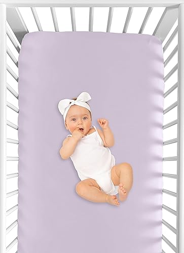 Miniatura 4 de Sweet Jojo Designs Sábana bajera ajustable para cuna de bebé, color morado lavanda sólida, para habitación de bebé, habitación de bebé, colchón