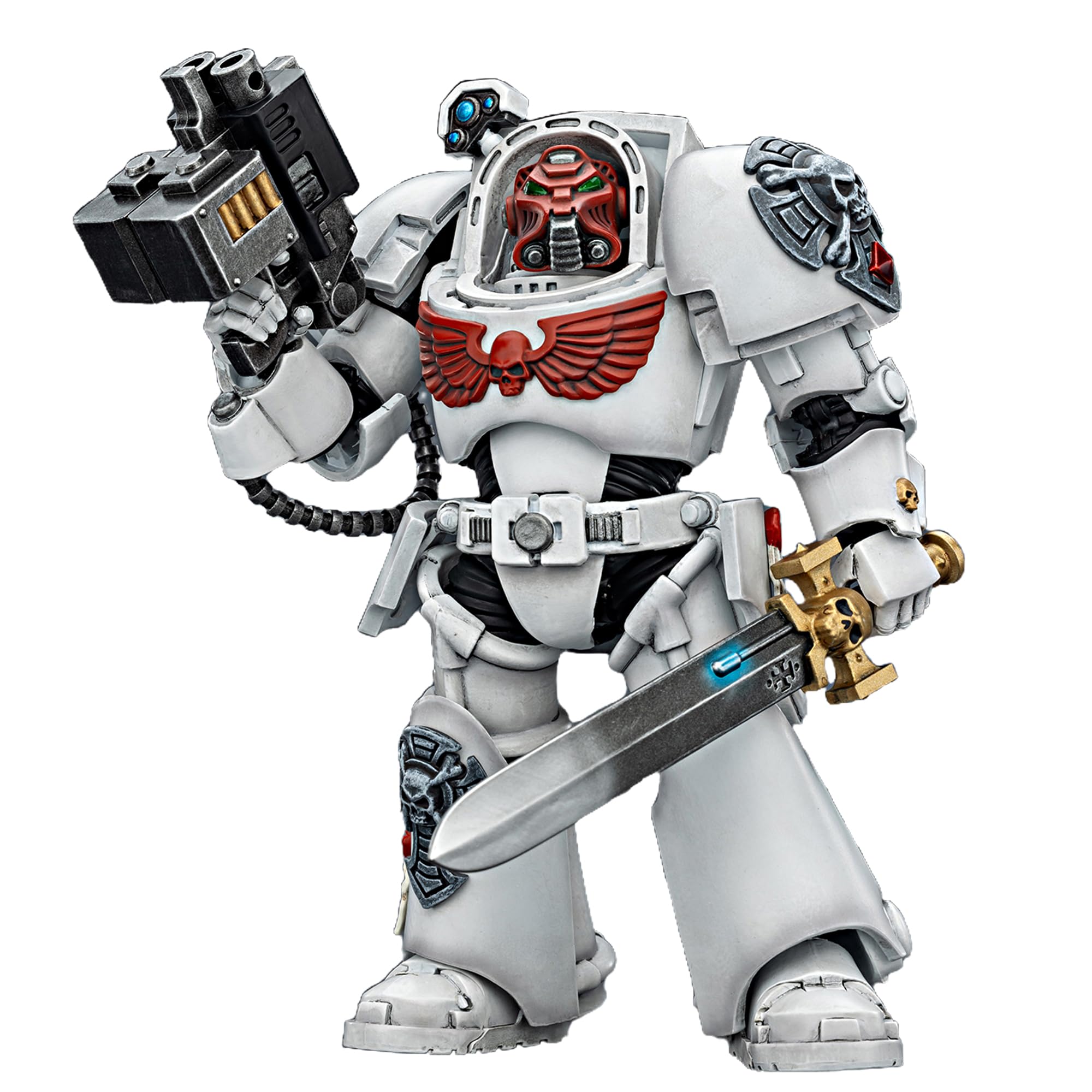TOYVERSE Joytoy 1/18 Action Figure Warhammer 40,000, White Scars Terminator 1 with Power Sword and Storm Bolter, Mobile Joints Character Model, 14.3 cm, 15 Years and Above