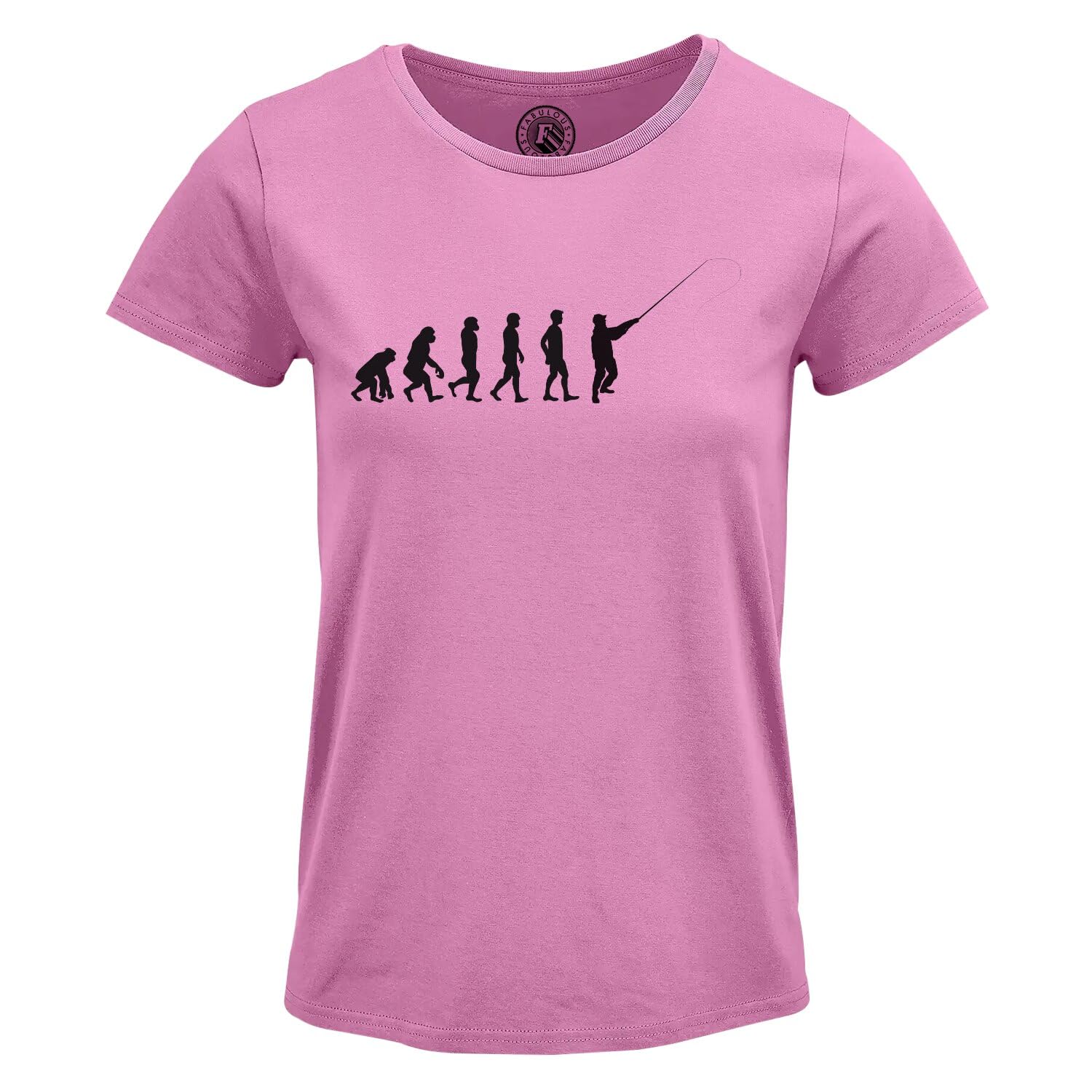 T-shirt femme col rond evolution peche poisson pecheur en coton
