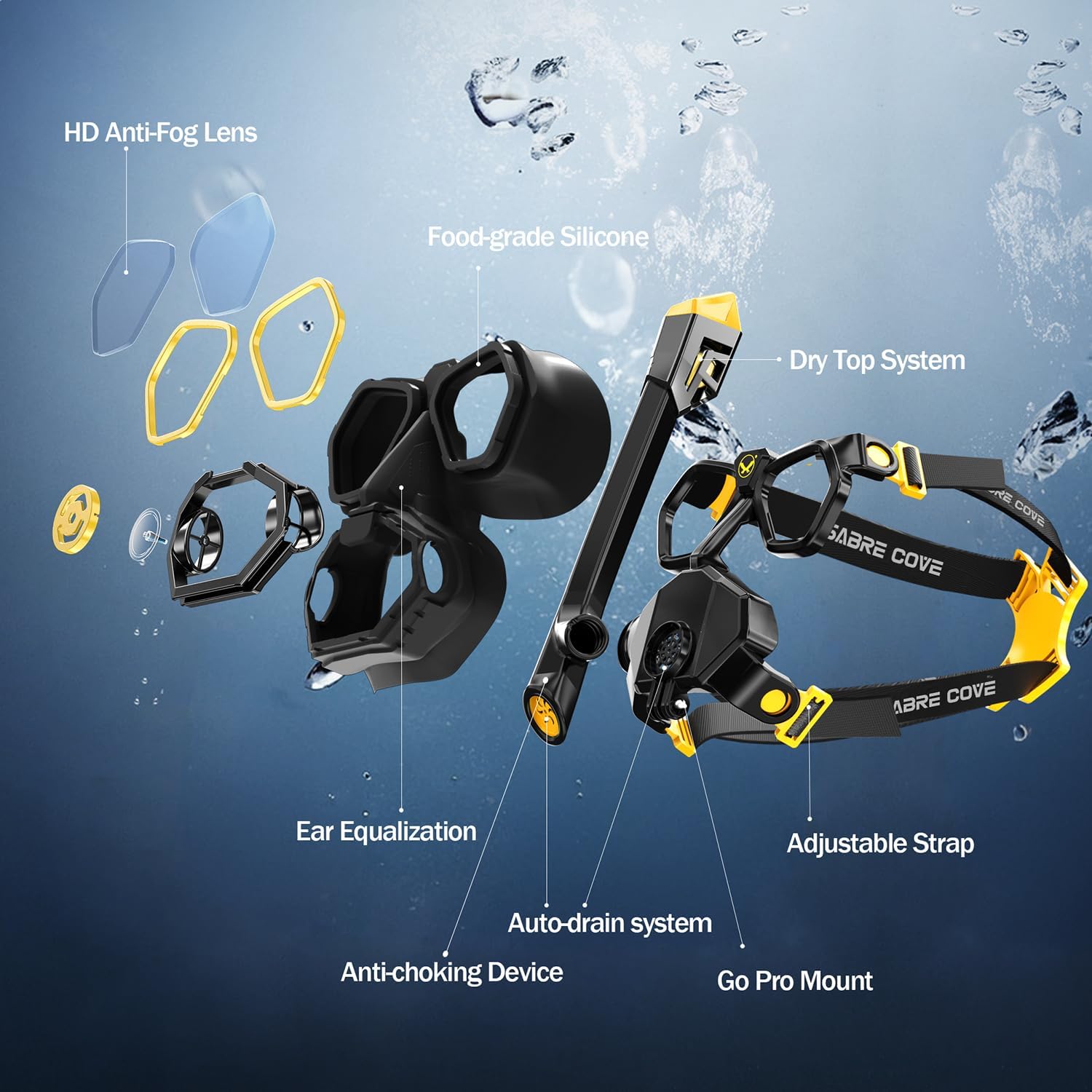 Full Face Snorkel Mask for Adults Teen, Snorkel Mask with Ear Equalization, Quick Release Anti-Leak and Anti-Fog with Mesh Bag for Snorkeling, Lightweight Diving Mask, Swimming, One Size - Image 7