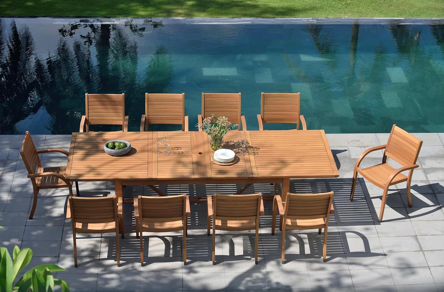 Amazonia Berlin Patio Extendable Table | Teak Finish | Durable and Ideal for Indoors and Outdoors