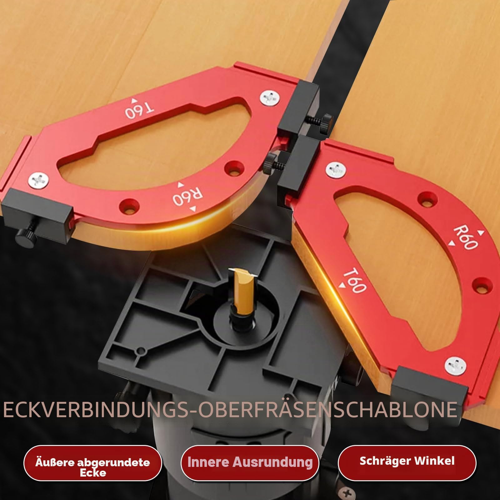 7 Stück Eckschablone Router Schablone, Router Eckschablone R10 R15 R20 R25 R30 R35 R40 R50 R60 T10 T20 T30 T35 T40 T50 T60 für Abschrägung Außen R, Innen R, T Ecke Positionierhilfe