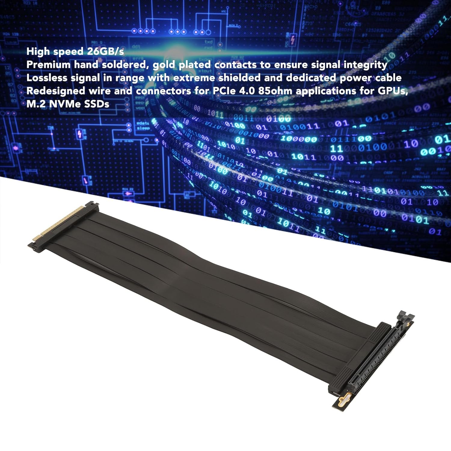 Yunir PCIE 4.0 X16 Riser Cable, 40cm Foldable GPU Extension Cable with 90 Degree Connector, Riser Cable for Gen 4 GPUs, as RTX3090 RTX3080 RTX3070 RTX3060 etc.