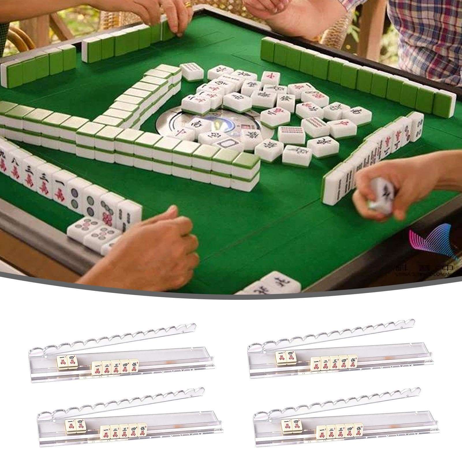 Portapiastrelle per Mahjong con Spingitori In Acrilico Trasparente