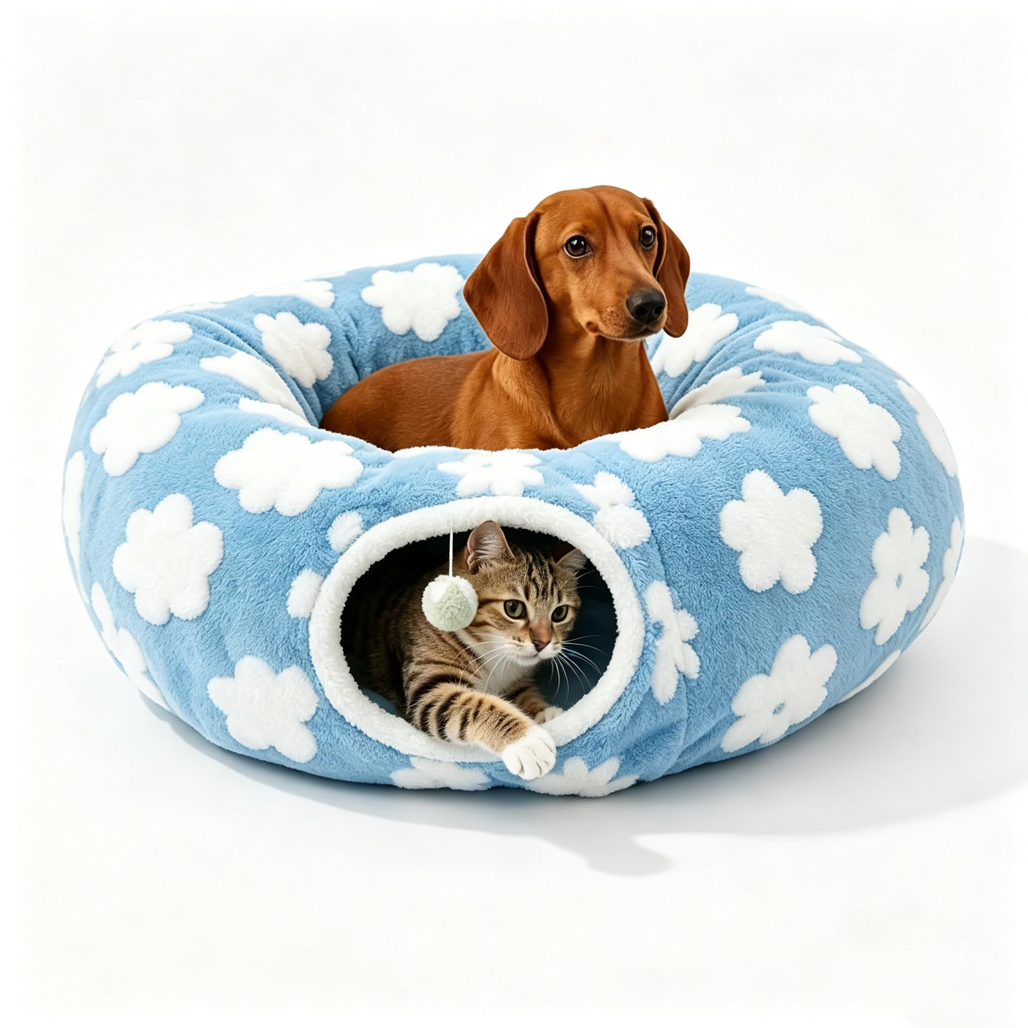 Dachshund Tunnel Bed, 2027 Tunnel Bed for Dachshund Dog，Blue A