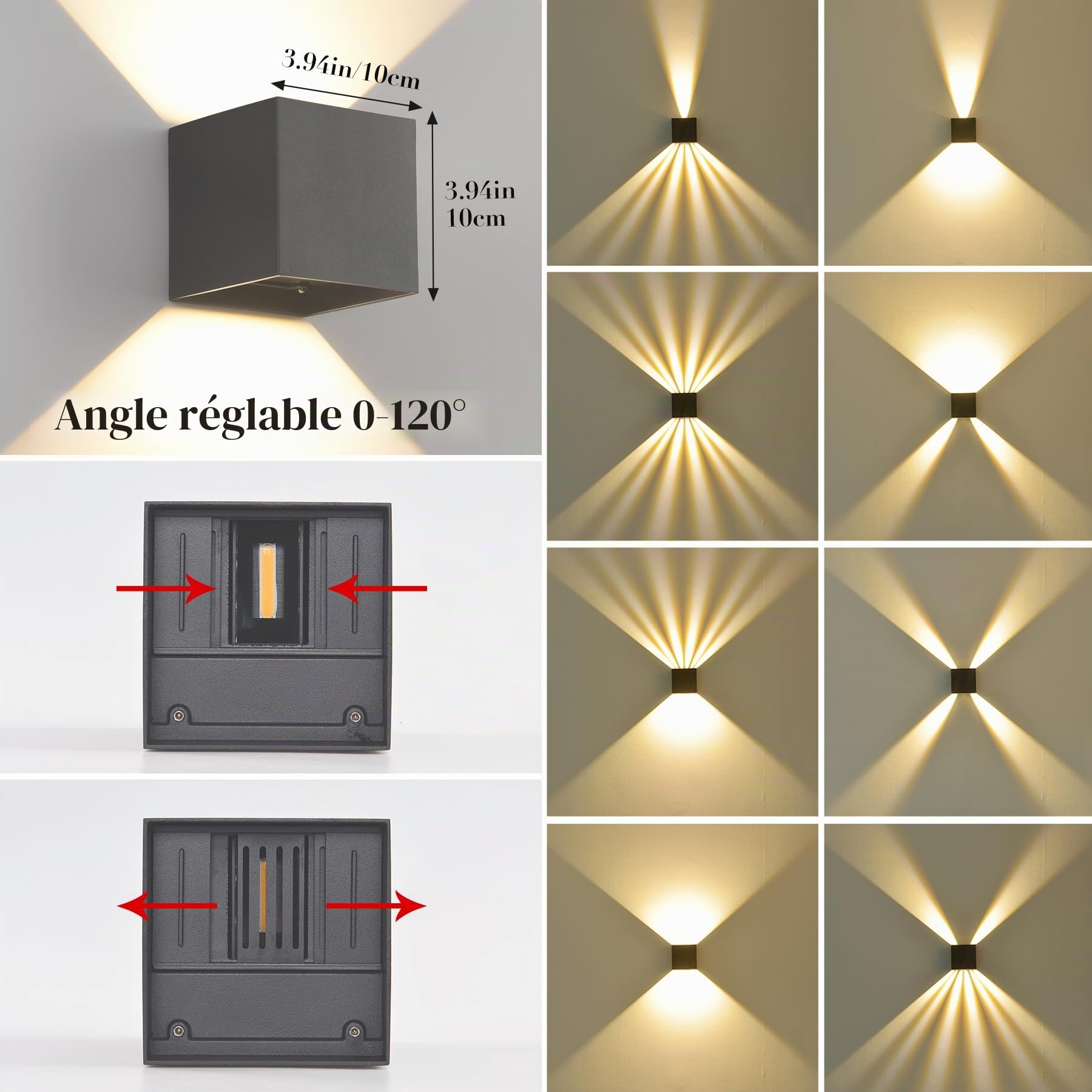 SANSHI Applique Murale Extérieur,3000K luminaire exterieur,Gris Foncé,2PCS