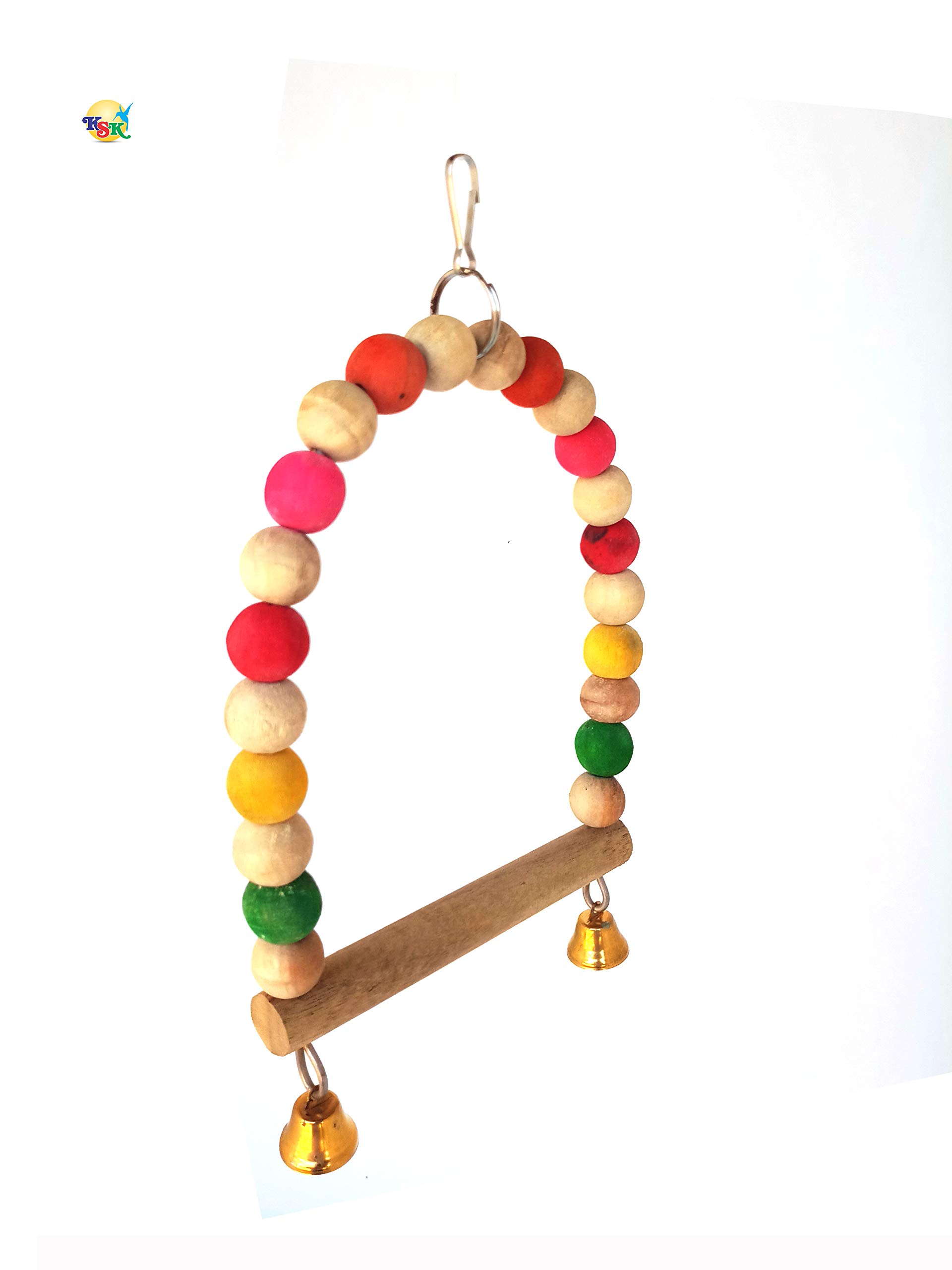 KSK Bird Swing Cage Accessories for Cockatiels Conure Bird,Parakeets Small Medium Pet Bird Lovebird Budgie Handmade Natural Wooden Colour Full beeds Bird Toys cage Accessories. (B01MR6MGH3) Amazon Price History, Amazon Price Tracker