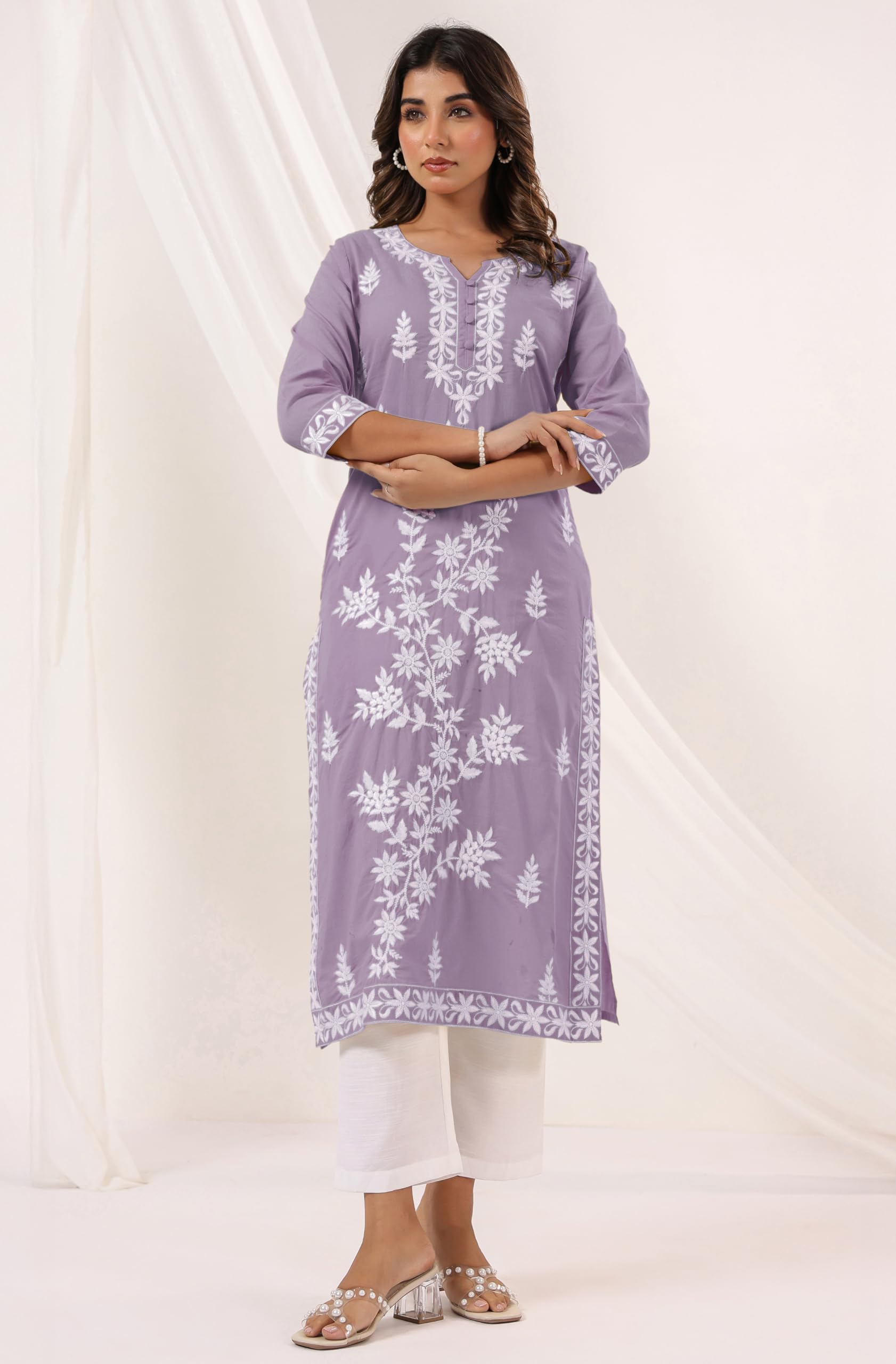 Janasya Women's Pure Cotton Embroidered Straight Kurta product image 2