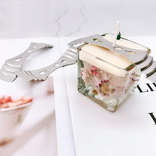 Miniatura 5 de DINGPAI 20 dispositivos de centrado de mecha de vela de metal, soporte de mecha de vela de acero inoxidable plateado para fabricación de velas