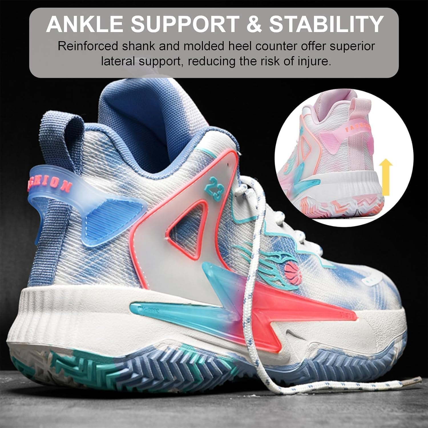 Moodeng Womens Basketball Shoes Breathable Non Slip Sports Shoes Fashion Running Sneakers Supportive Athletic Gym Shoes - Image 5