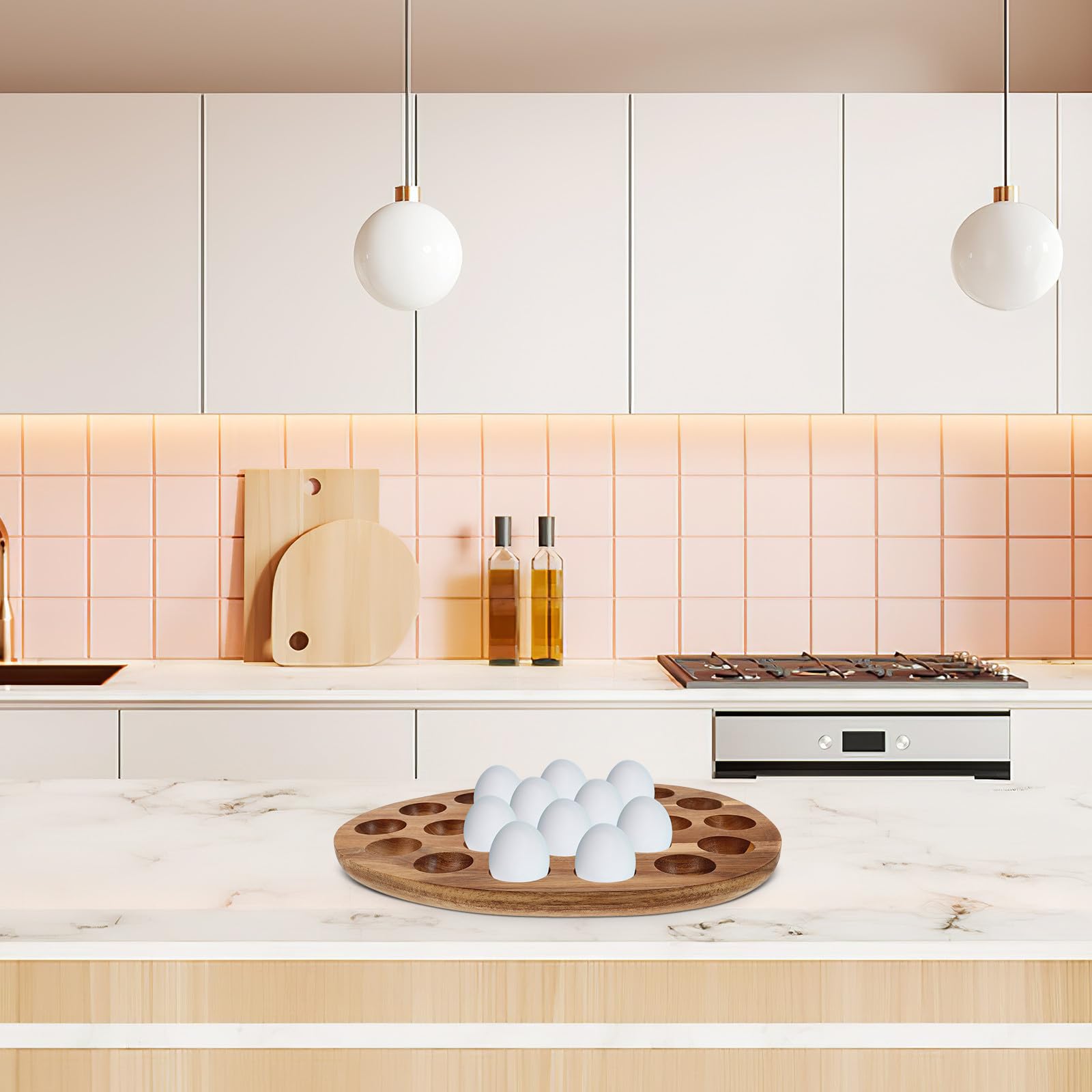 SHINEOFI Organizador de Huevos de Madera para Cocina y Nevera, Bandeja Minimalista Fácil de Mantener Gran Capacidad para Almacenamiento Familiar