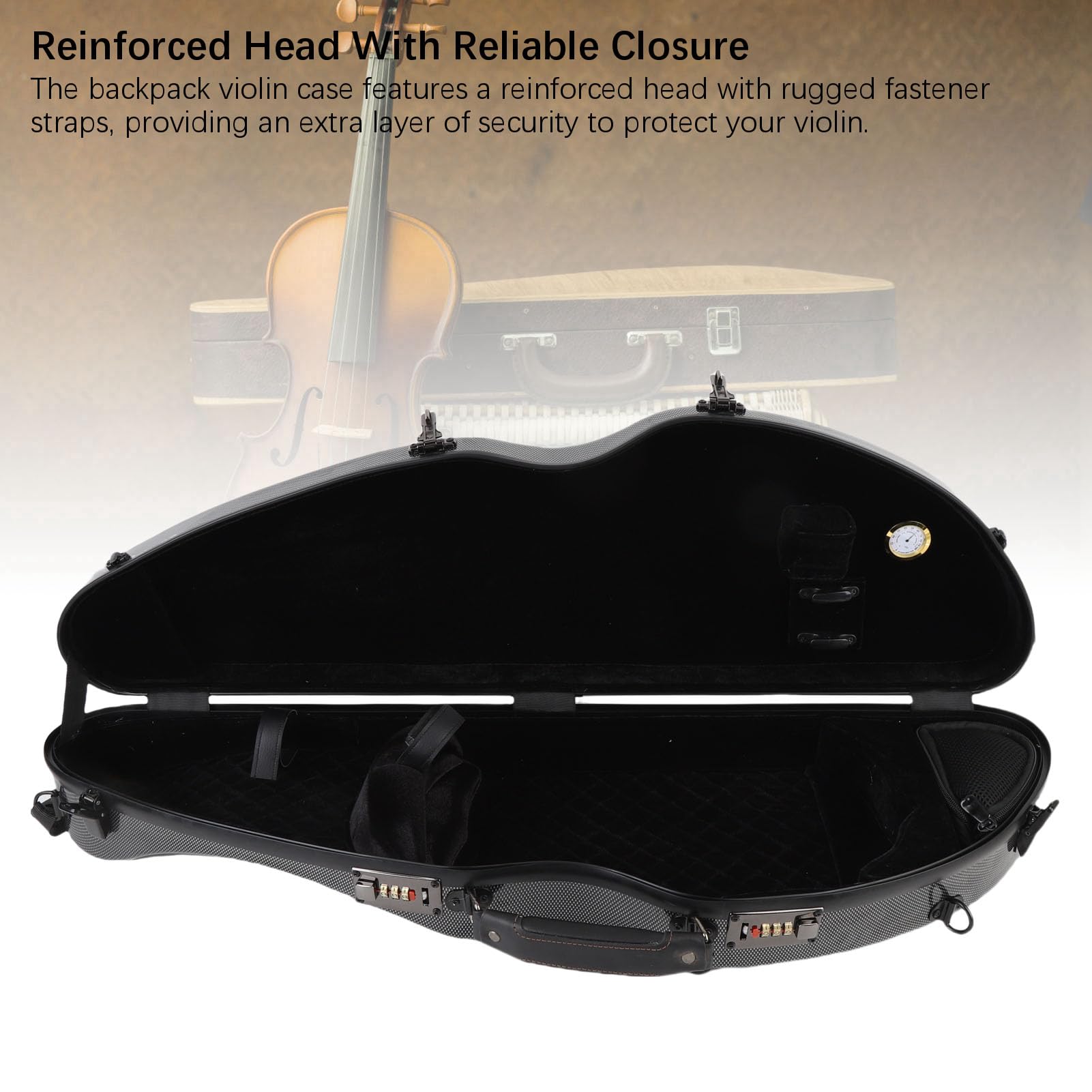 Borsa per Violino a Misura Completa, Elegante Colore Nero 4/4 Violino in Fibra di Carbonio per Viaggi