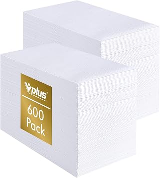 Vplus 600 Pack Paper Napkins, Soft Disposable Dinner Napkins, 3 Ply, White