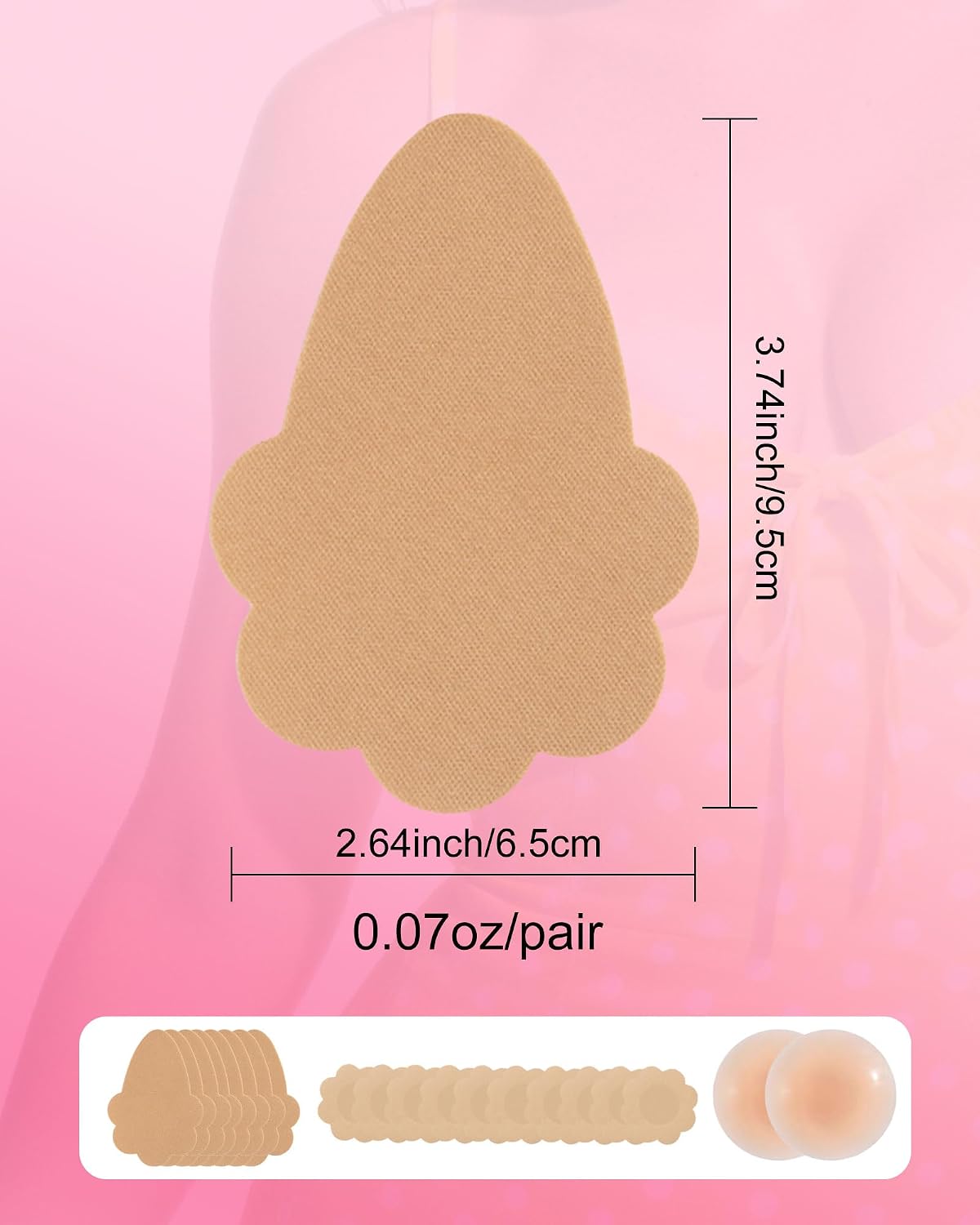 Boob Tape Breast Lift Tape for Women,8 Pcs Sticky Push up Boob Tape, 2 Pcs Silicone Breast Reusable Strapless Bra