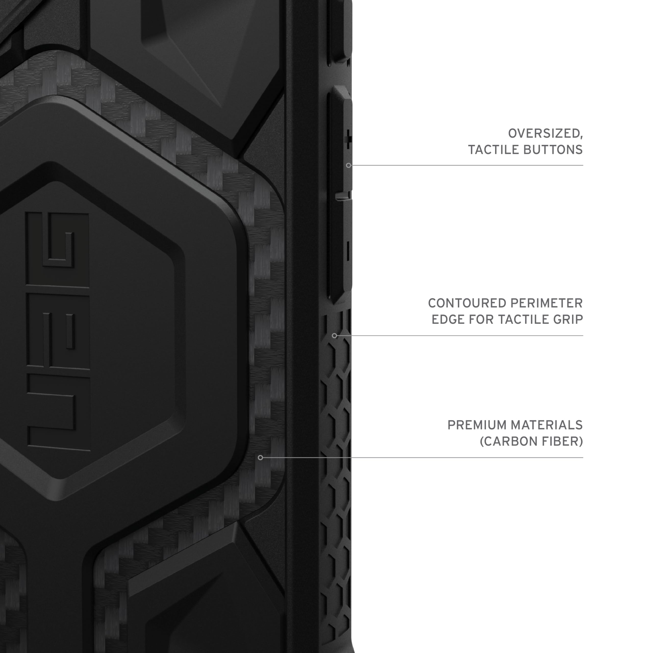 URBAN ARMOR GEAR Monarch Pro Custodia compatibile con Apple iPhone 16 (compatibile con ricarica wireless/magnetica, protezione a 5 strati) fibra di carbonio