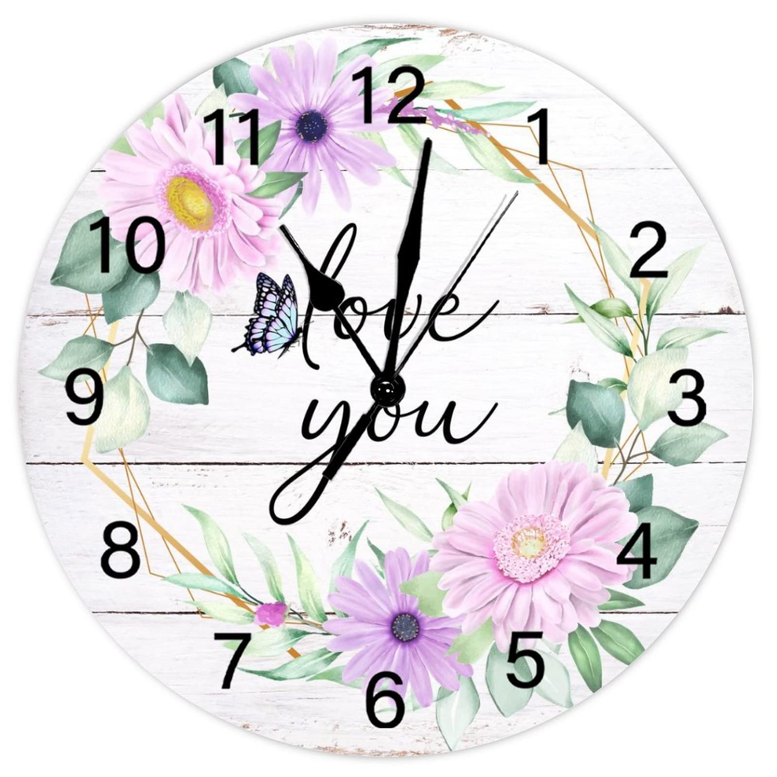 Horloge murale vintage pour salle de bain et cuisine florale