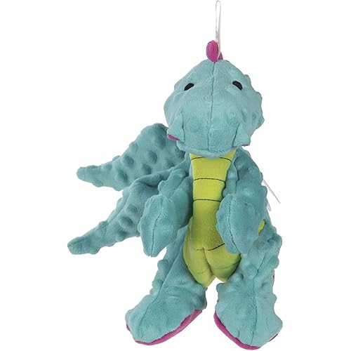 goDog Bubble Plush Dragons Squeaky Dog Toy, Chew Guard Technology - Turquoise, Small