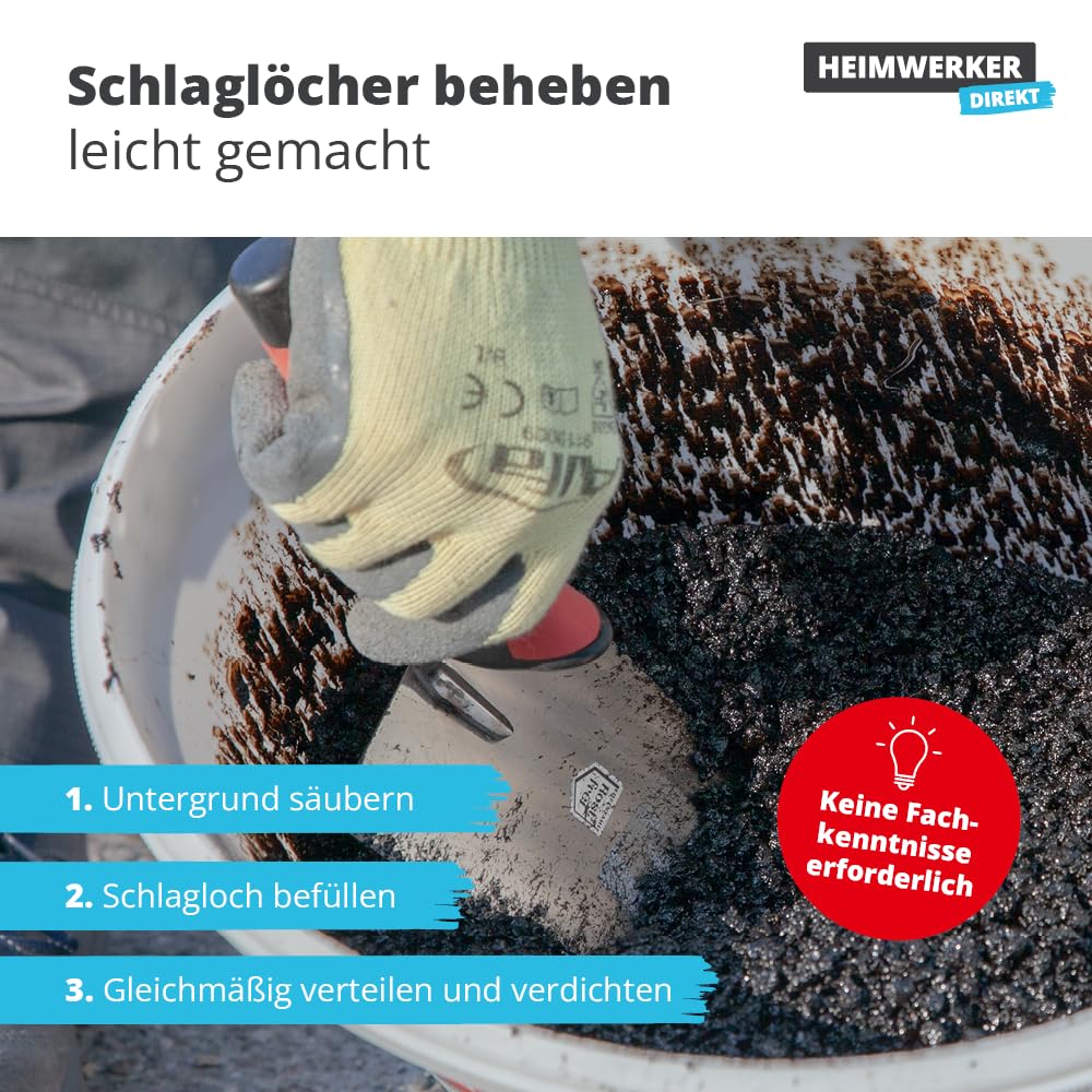 3x Alfa Reparaturasphalt 25 kg Kaltasphalt – Asphalt – Reparatur – Profi | Profi Qualität – Reparaturasphalt Körnung 0–5 mm für Beton und Bitumen, sofort befahrbar und bei jeder Witterung einsetzbar