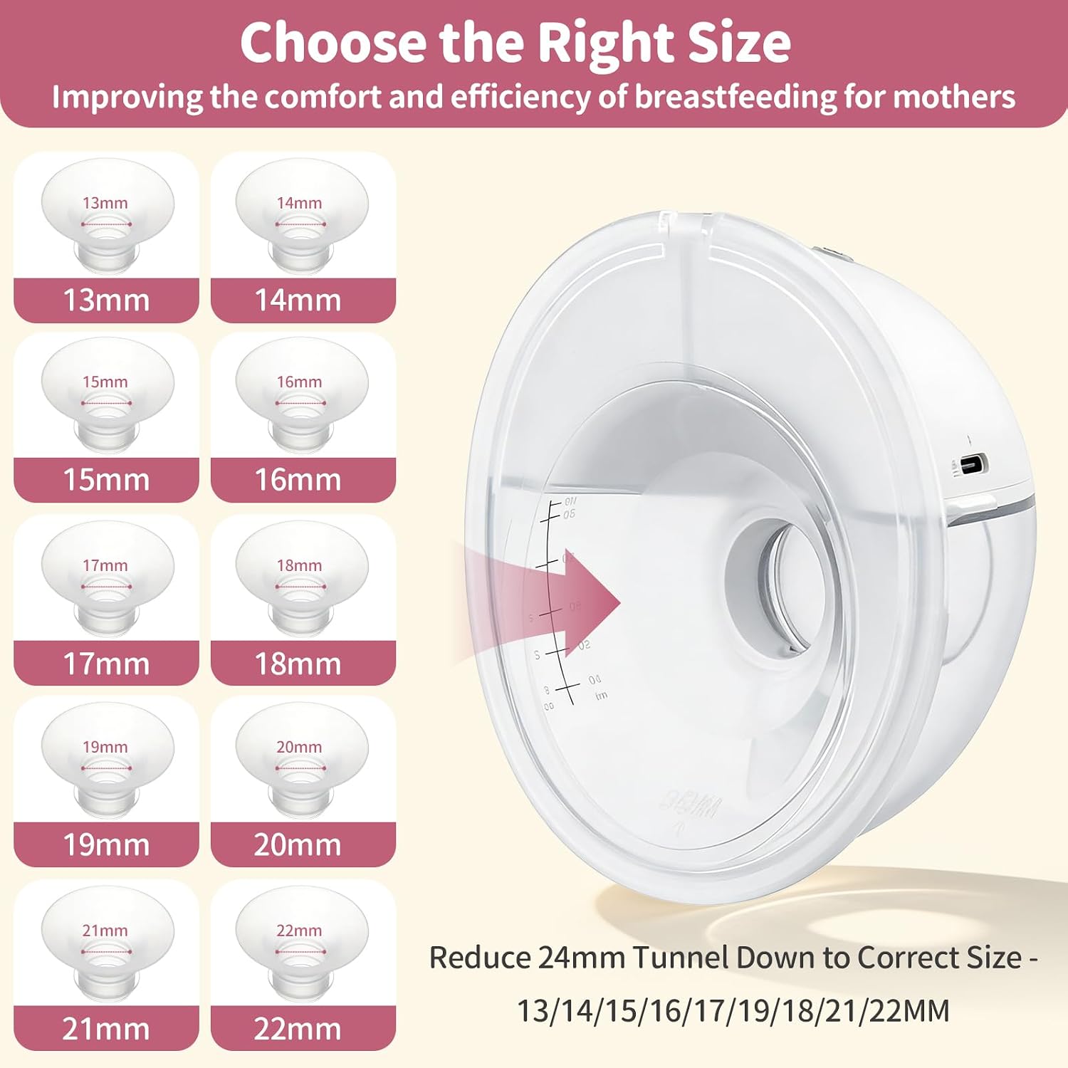 4PCS Flange Insert 15mm Compatible with Medela/Spectra/Willow/TSRETE/Momcozy S9/S12/S9Pro/S12Pro Breastpump 24mm Shields, Reduce 24mm Nipple Tunnel Down to Correct Size, Pump Parts Replace