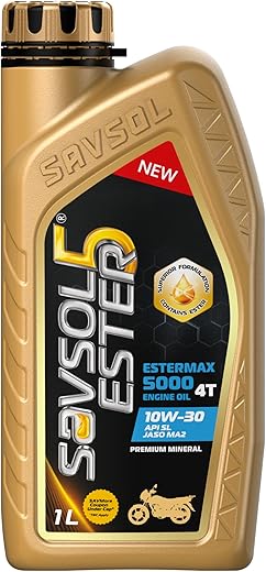 SAVSOL ESTER5 ESTERMAX 5000 4T 10W-30 | Premium Engine Oil for Bikes (1L) | Contains Ester formulation | Prolongs Engine Life | Reduces Wear & Tear...
