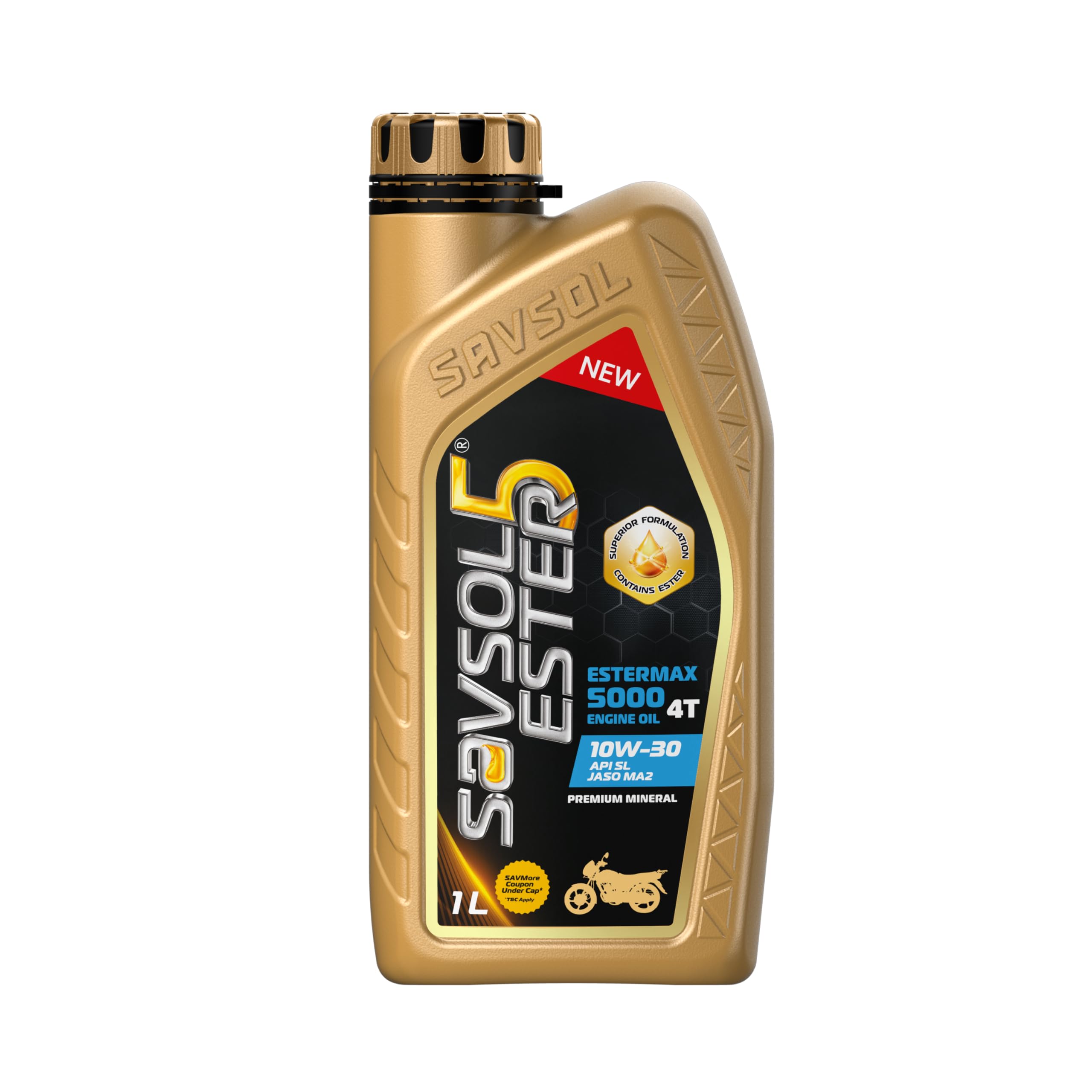 SAVSOL ESTER5 ESTERMAX 5000 4T 10W-30, Premium Mineral Oil for Bikes (1L)-picture-29