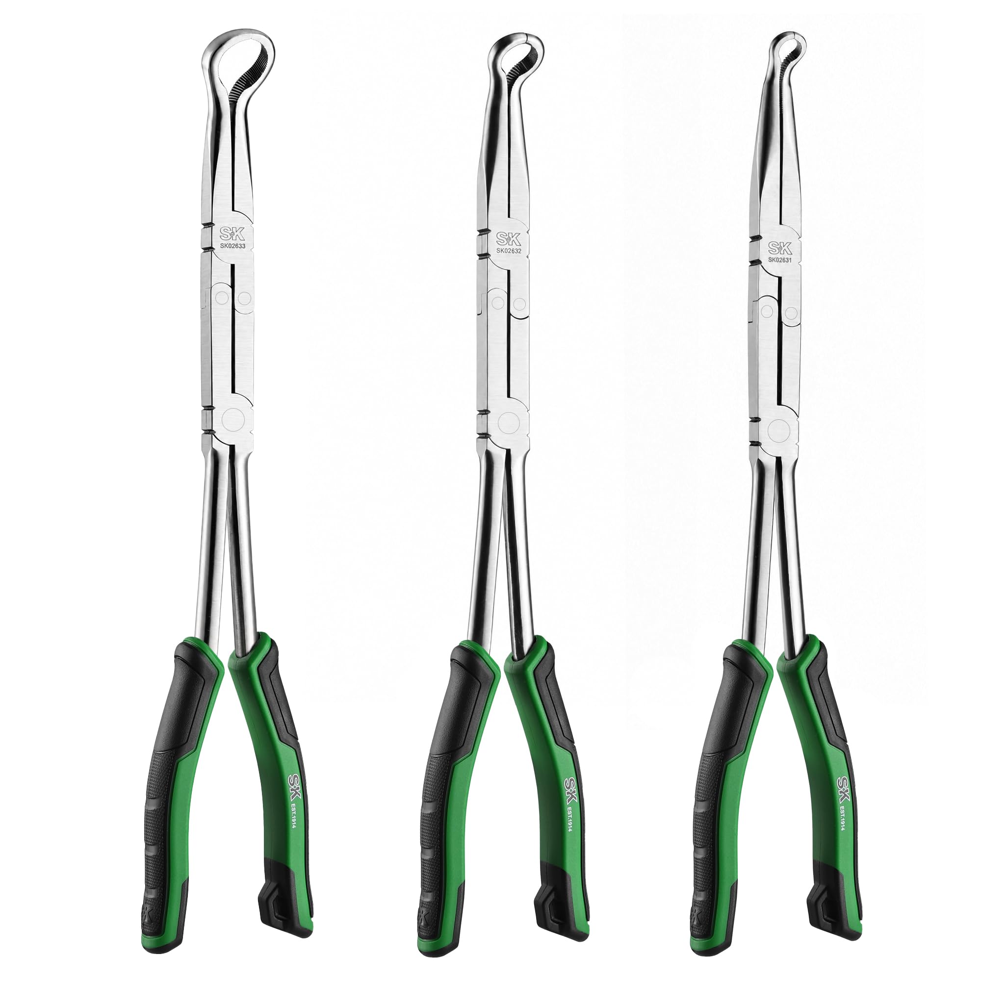 SK 3-Piece Hose Pliers Set, 13'' Double Jointed Long Reach Hose Grip Pliers | 5/16'', 1/2…