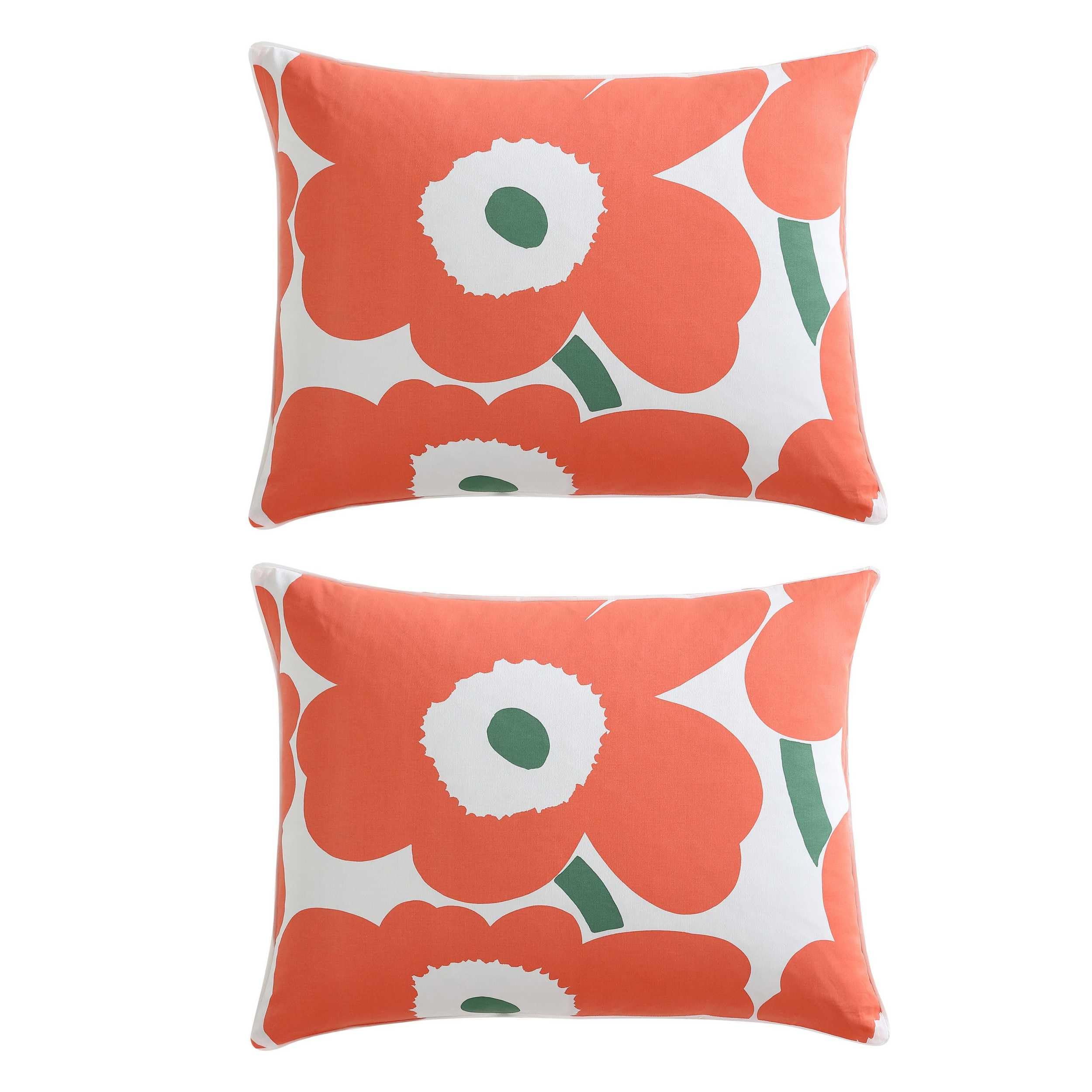Juego de funda de edredón, ropa de cama orgánica súper suave, decoración informal para el hogar (naranja unikko, King) 8