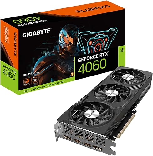 GIGABYTE Tarjeta gráfica GeForce RTX 4060 Gaming OC 8G, 3 ventiladores WINDFORCE, 8 GB 128 bits GDDR6, tarjeta de video GV-N4060GAMING OC-8GD
