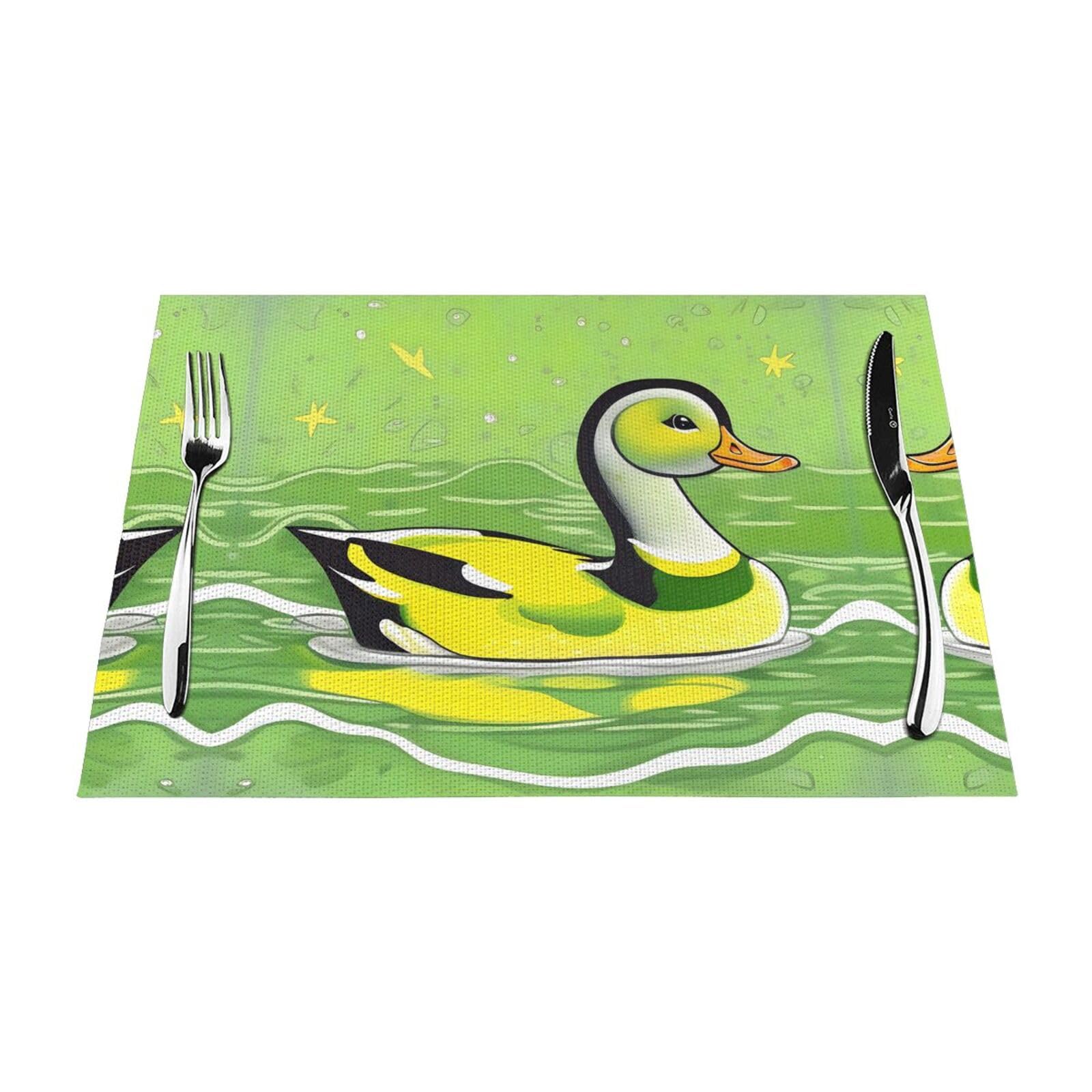 Green Duck 6 Pcs Patterned Woven Placemats are Non-Slip and Heat-Resistant and Complement Any Table