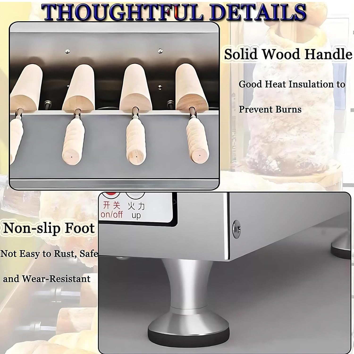 3000W/6000W Forno a Camino per Dolci Commerciale,tostapane per panetterie e pasticcerie,manopola,50-300℃ Regolabile,Perfetto per Coni Gelato, Toast e Waffle 8pcs