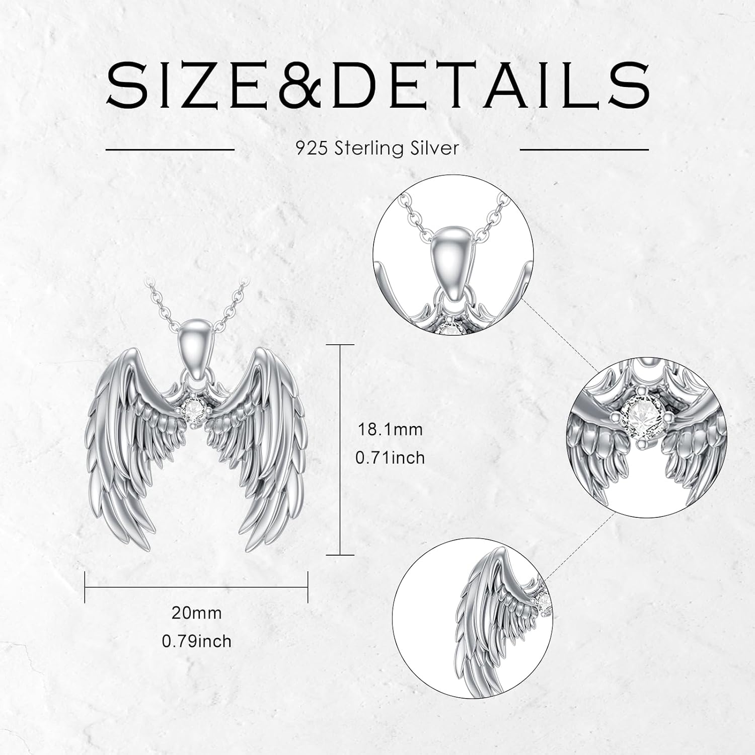 Diamond Angel Wings Necklace 925 Sterling Silver Angel Wings Pendant Necklace Talisman Jewelry Gifts for Women - Image 6