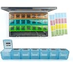 Monthly Pill Organizer 28 Days Pill Box Organized by Week,One Month 4 Weeks Pill Cases with Dust-Proof Container to Hold Vitamins,Supplements,Fish Oils for Travel(Multicolour)