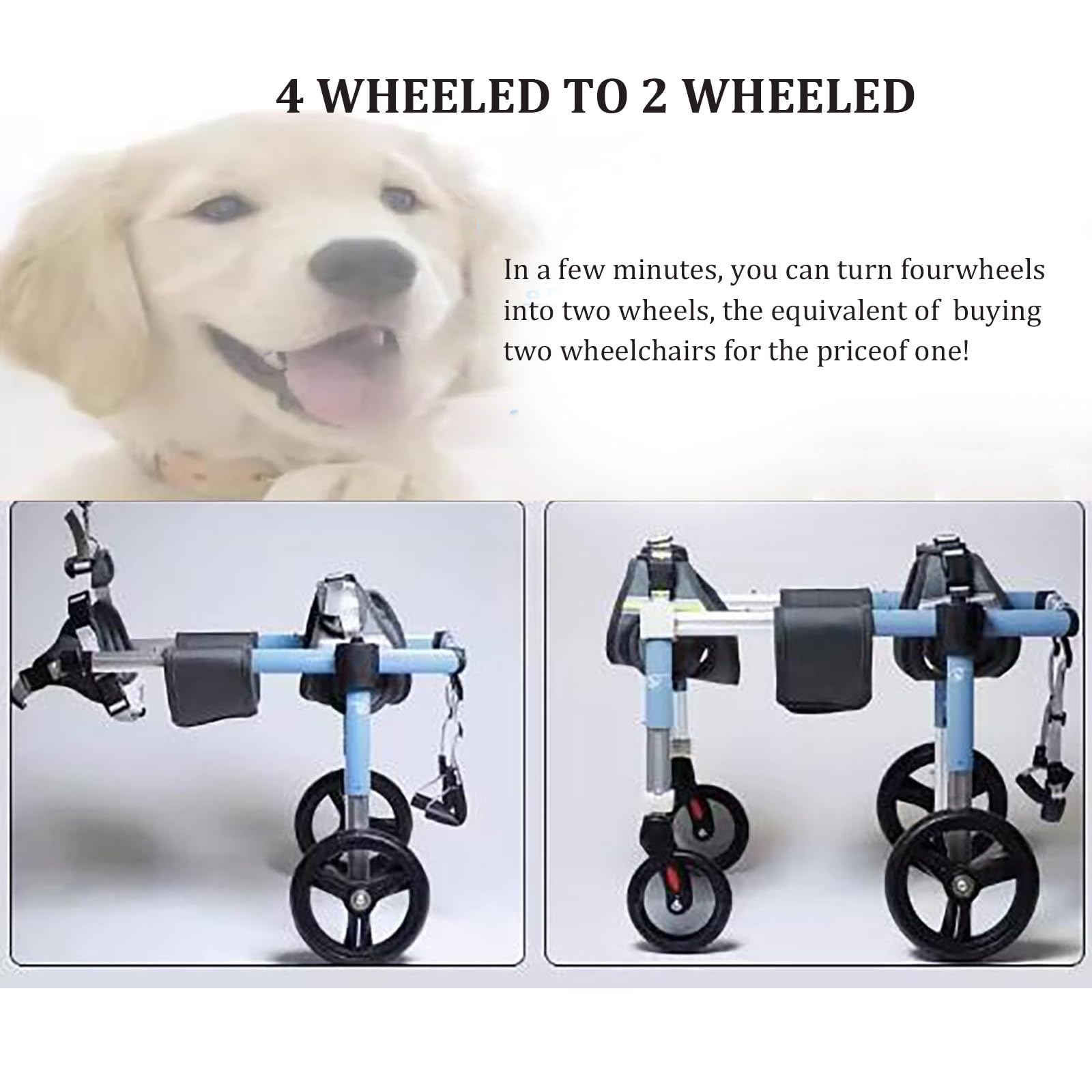 Mothdust Carrellino per Cani 4 Ruote Lunghezza Larghezza Altezza Regolabile Supporto Corpo Completo per Cani Disabili Paralizzati Anziani Riabilitazione Assistenza Mobilita Carrello(M)