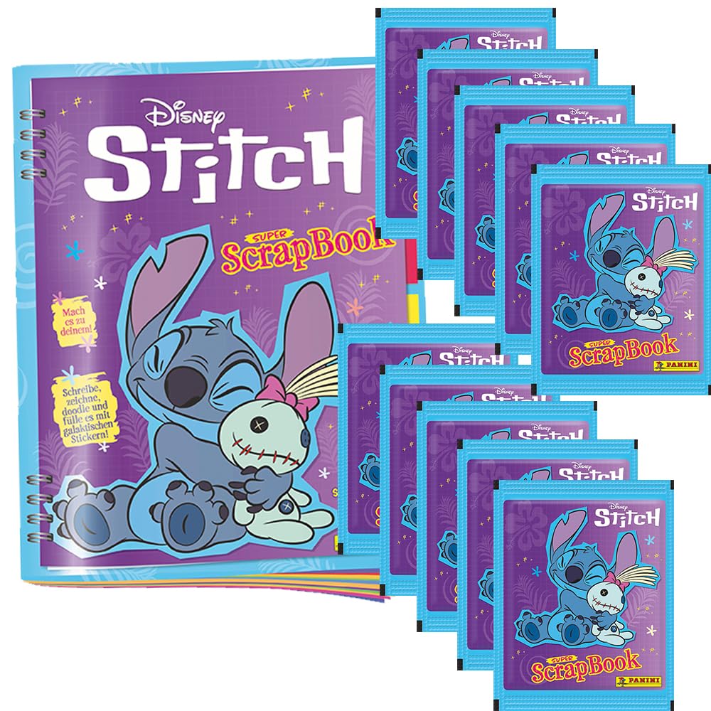 Bundle mit Panini Stitch - Super ScrapBook (2025) - Sammelsticker - 1 Sammelalbum + 10 Tüten + Exklusive collect-it Hüllen