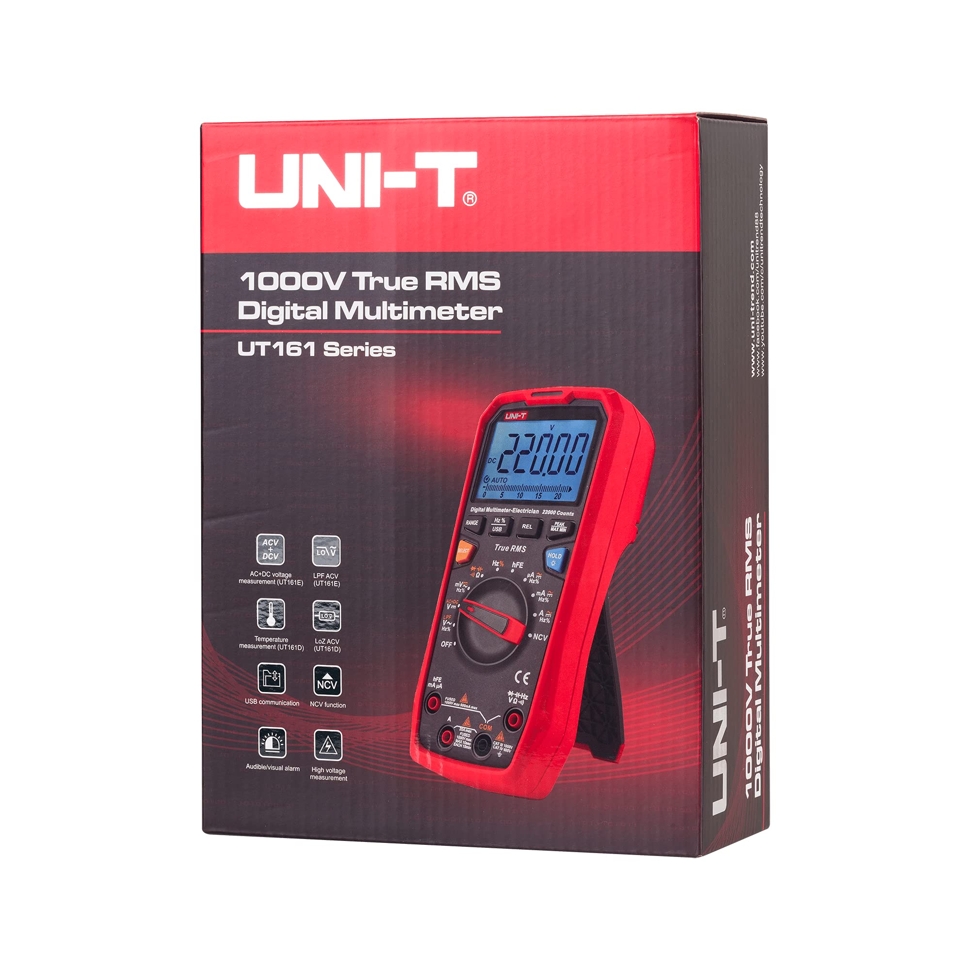 KUUT161D/MIE0433, tester di tensione, corrente CA/CC, capacità, test di continuità del circuito e diodi, misurazione della temperatura