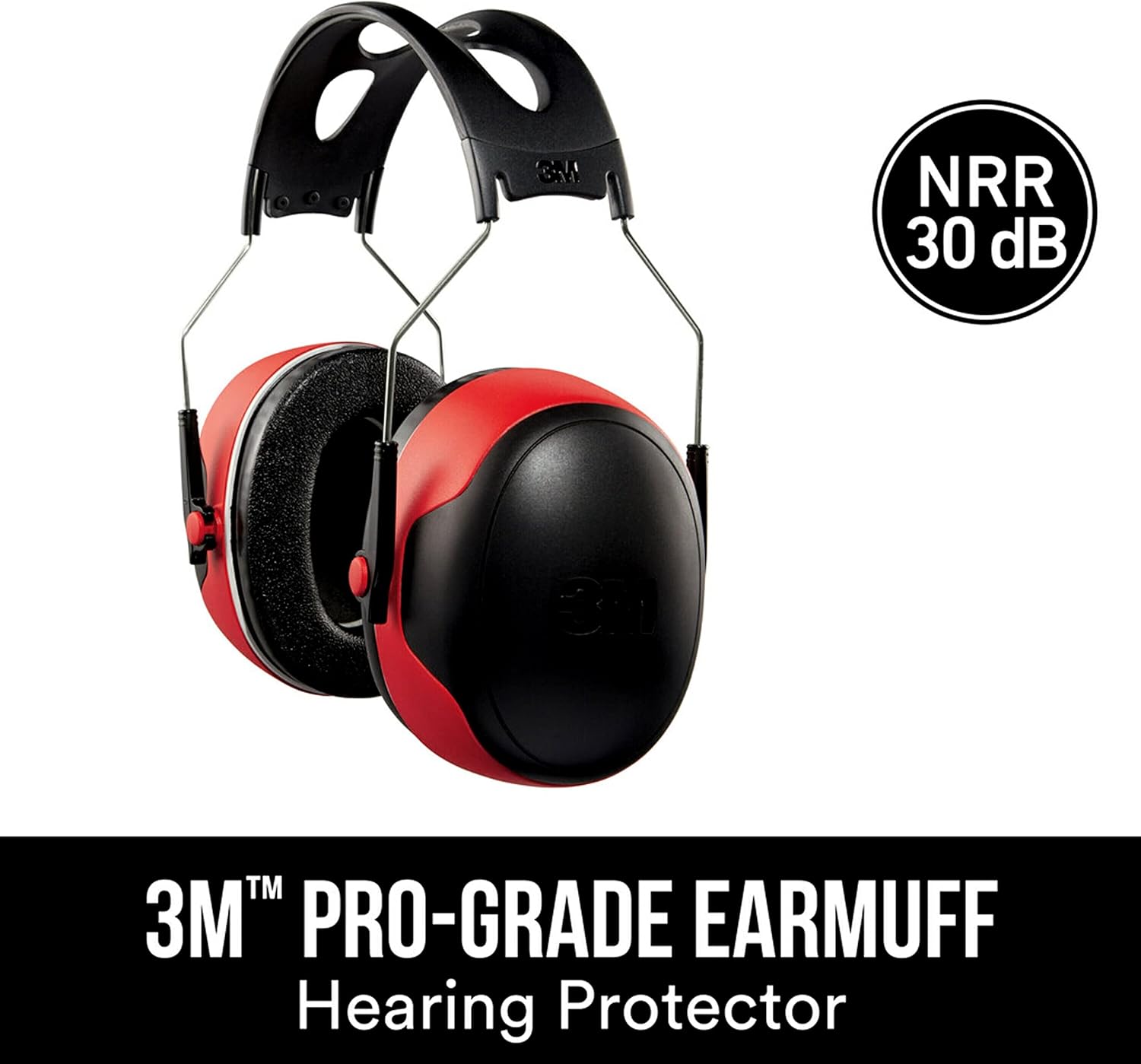3M Pro-Grade Earmuff, Noise Reduction Rating (NRR) 30 dB, Lightweight & Adjustable Ear Muffs, Reduce Pressure Points For All-Day Comfort, Steel Wire Headband With Rubber Overmold Design (90565-4DC-PS) - Image 1