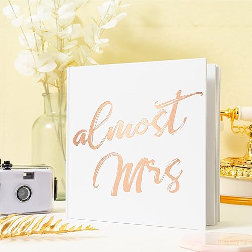 Miniatura 3 de Calculs Almost Mrs - Libro de fotos para despedida de soltera, 8.5 pulgadas, páginas cuadradas en blanco para novia, libro de visitas, cubierta