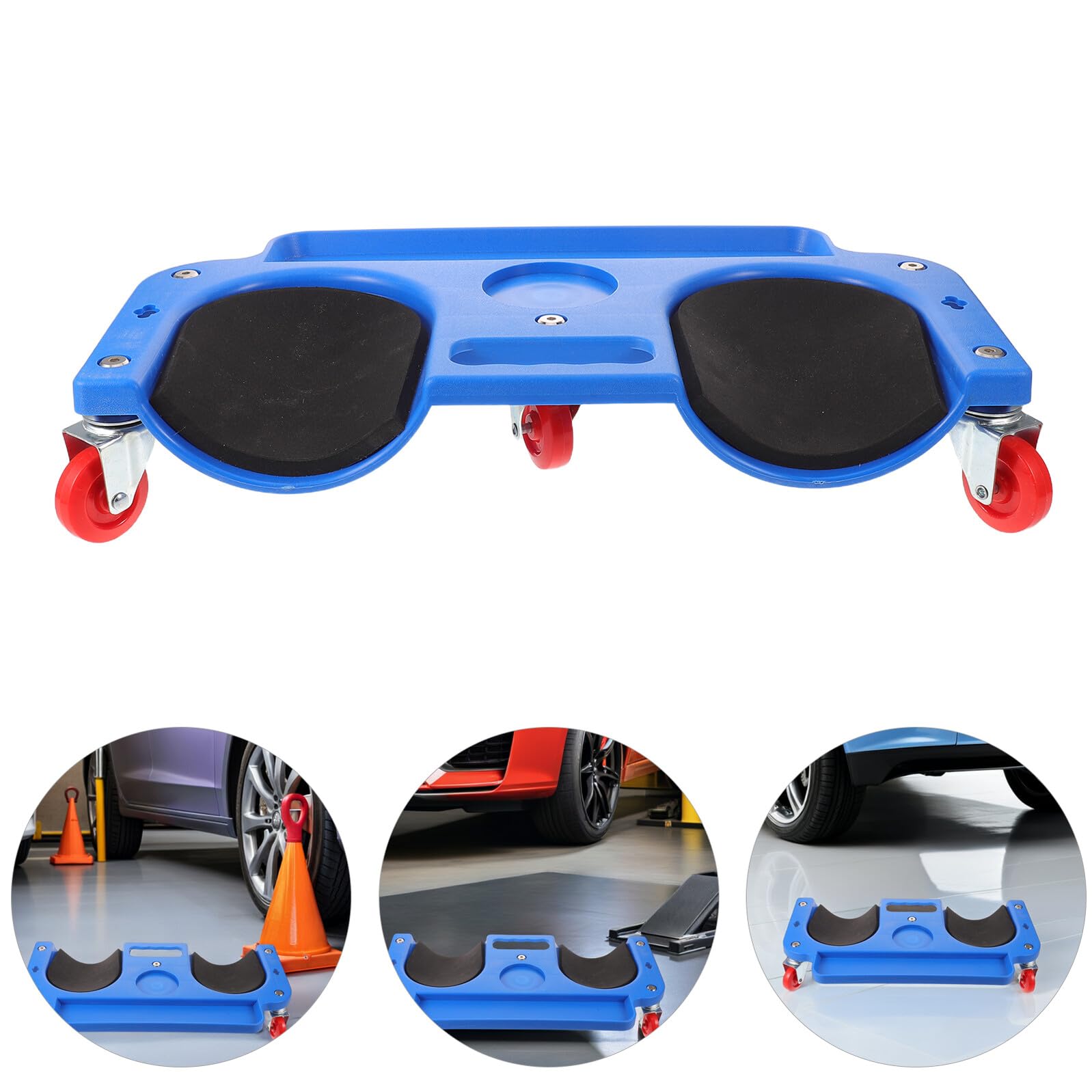 Rodillera Rodante con 5 Ruedas Giratorias 360°, Almohadilla para Arrodillarse Ergonómica de Alta Resistencia Azul para Reparación Automotriz en Garaje y Taller