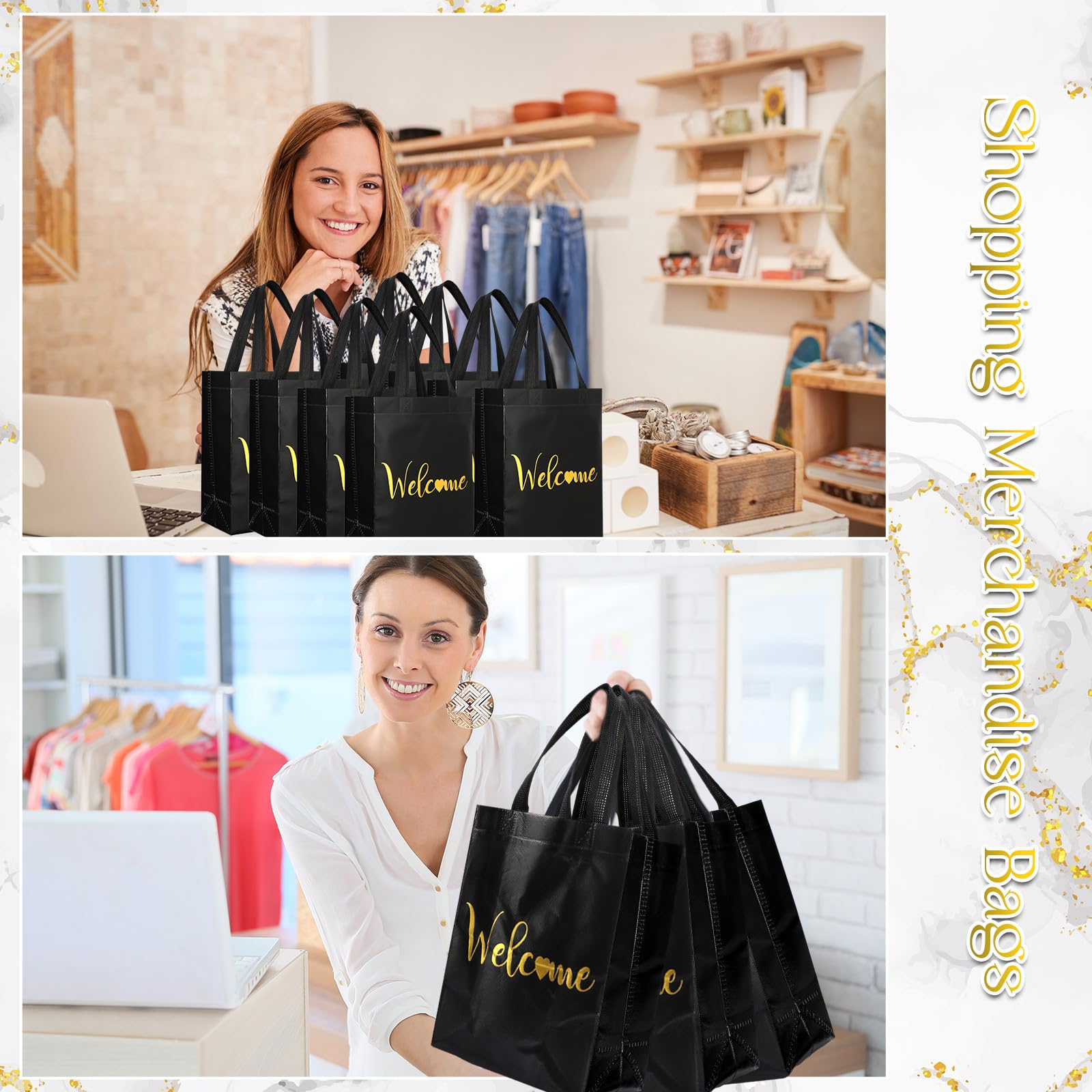 Sweetude 100 bolsas de bienvenida a granel, 10 x 8 x 4 pulgadas, bolsas de regalo de bienvenida no tejidas con asa, reutilizables, parte inferior reforzada, bolsas de bienvenida para bodas, fiestas de