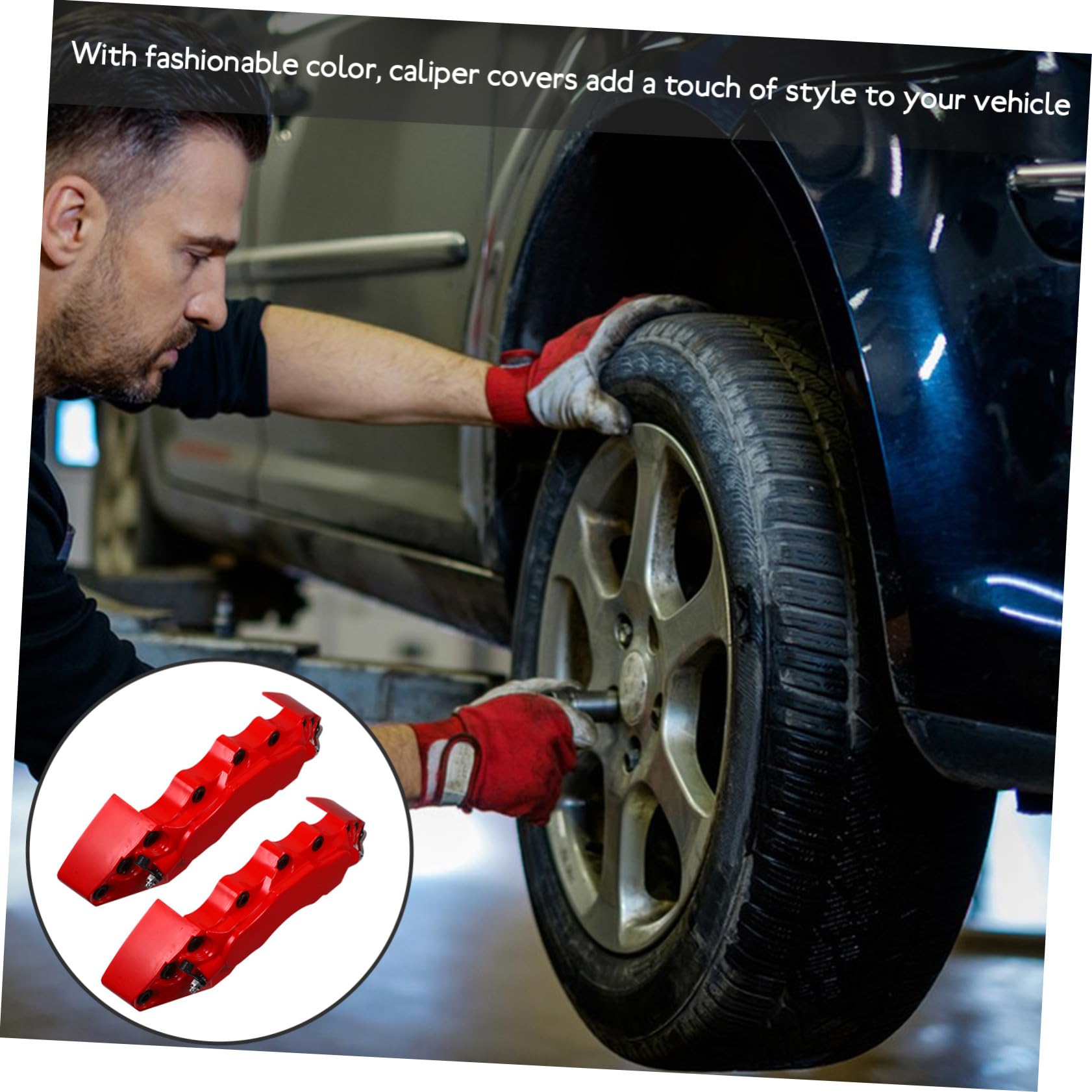 Copri Pinze Freno Auto in ABS Rosso, Facile Installazione, Decorazione Elegante per Migliorare L'aspetto delle Ruote la Protezione del Veicolo