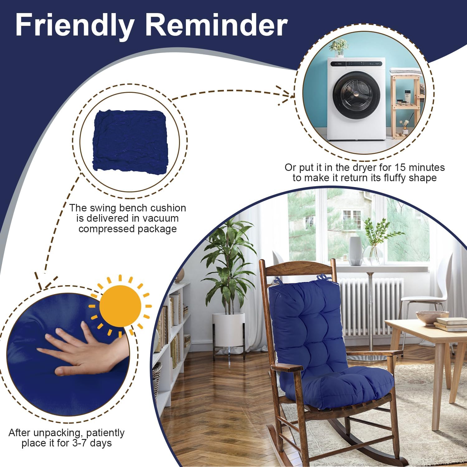 TeqHome Waterproof Rocking Chair Cushion, Upper Lower Back Chair Pads Set with Ties, Soft Comfort Non Slip Seat Cushions for Outdoor & Indoor Furniture(WineRed_Pro)