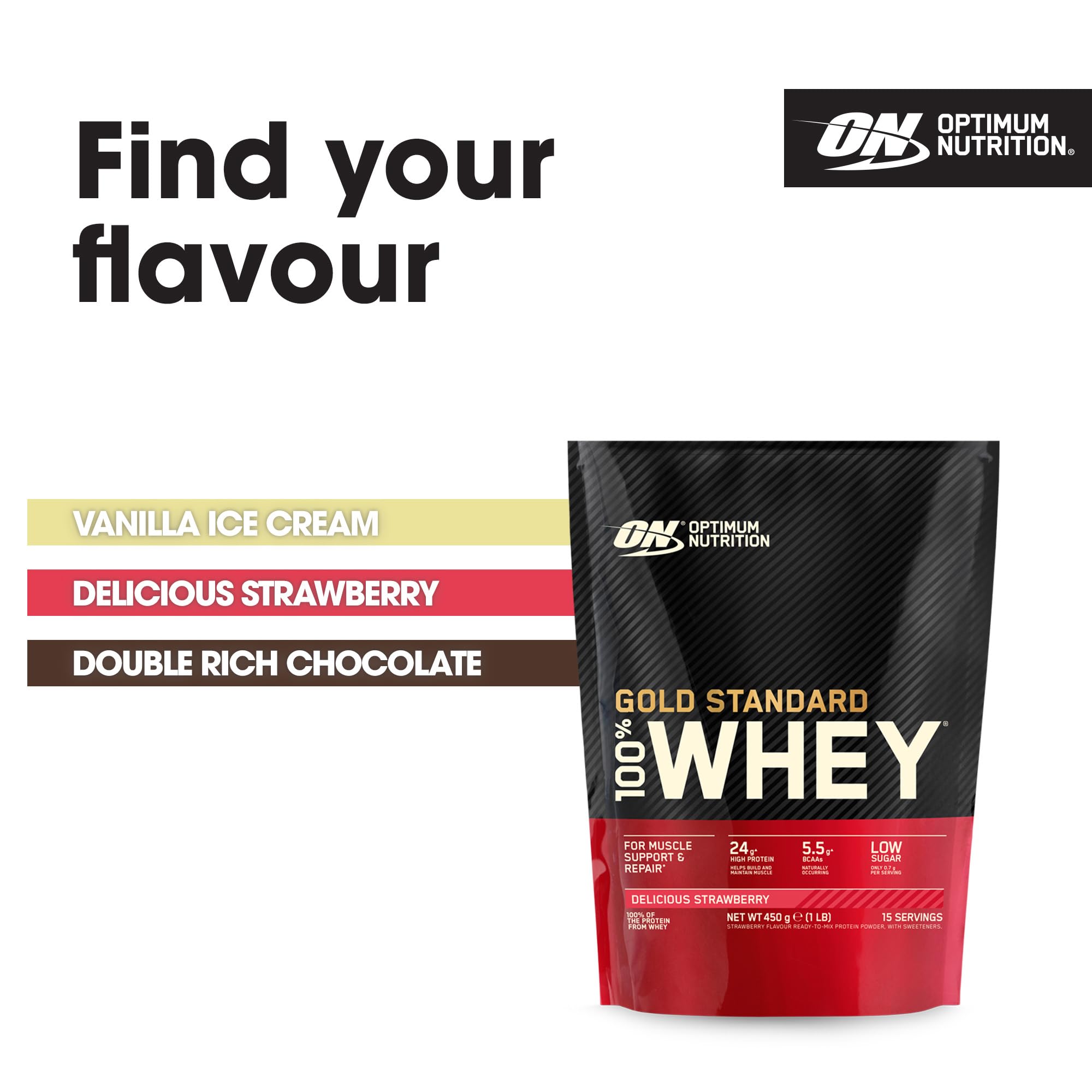 Optimum Nutrition Gold Standard 100% Whey – Polvere Proteica Gusto Fragola, 910g, Con Isolati Di Siero Di Latte
