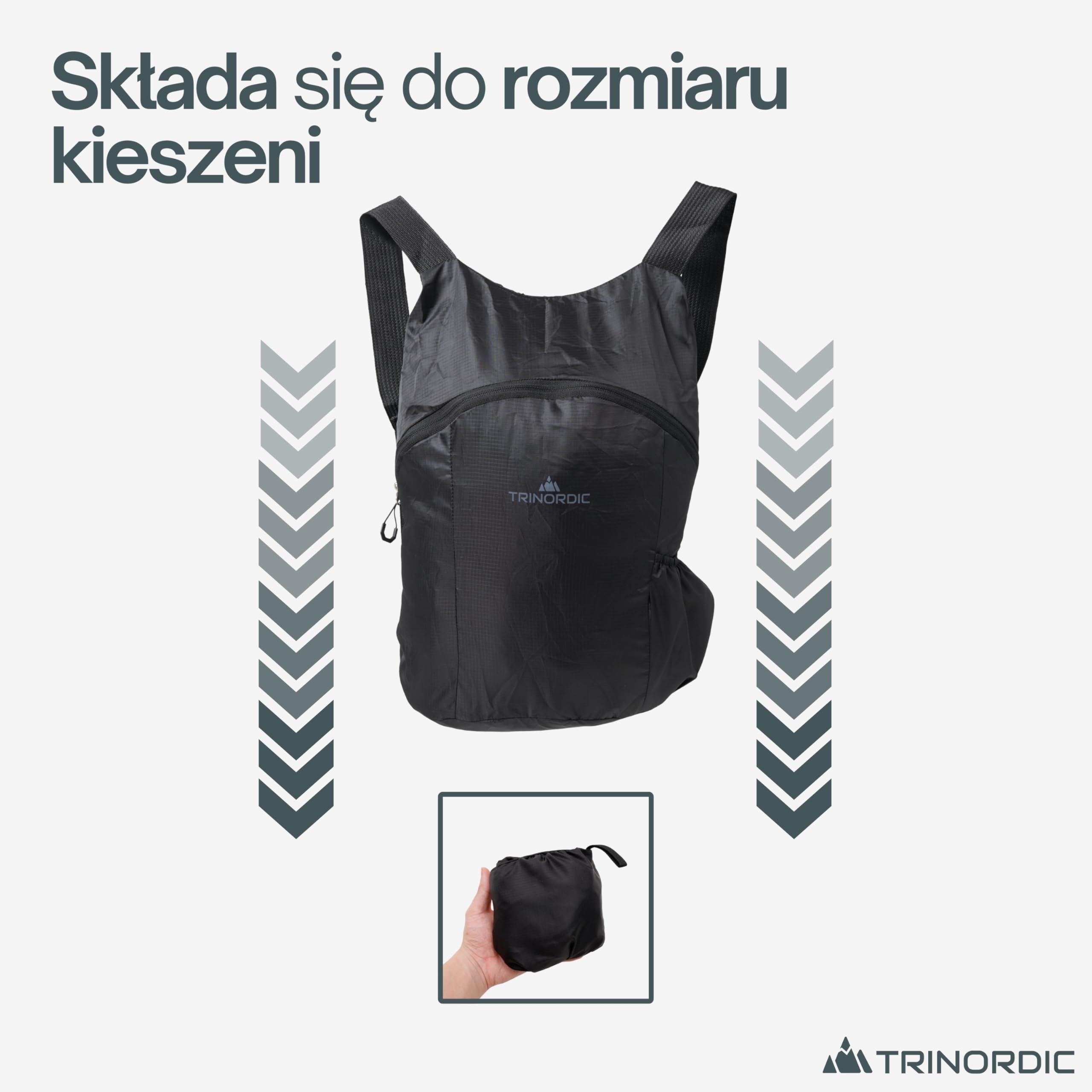 Trinordic Ultralekki & Składany Plecak – 12L, 70g, Przenośny i Praktyczny Plecak na Wędrówki, Podróże, Zakupy i Codzienne Przygody
