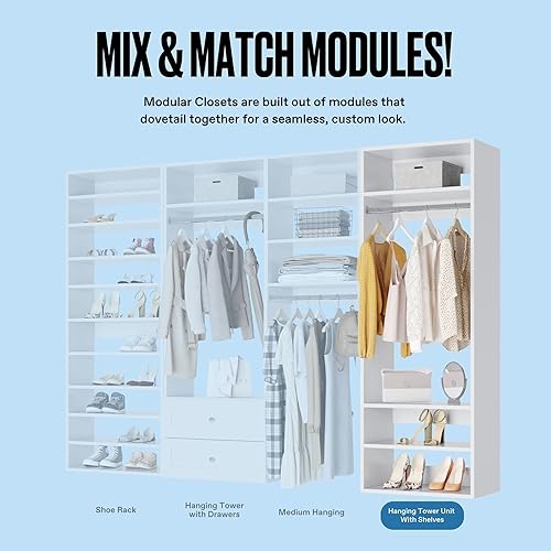 Miniatura 3 de Armario colgante con estantes - Sistema modular de armario para colgar - Sistema de armario esquinero - Organizadores de armario y estantes de