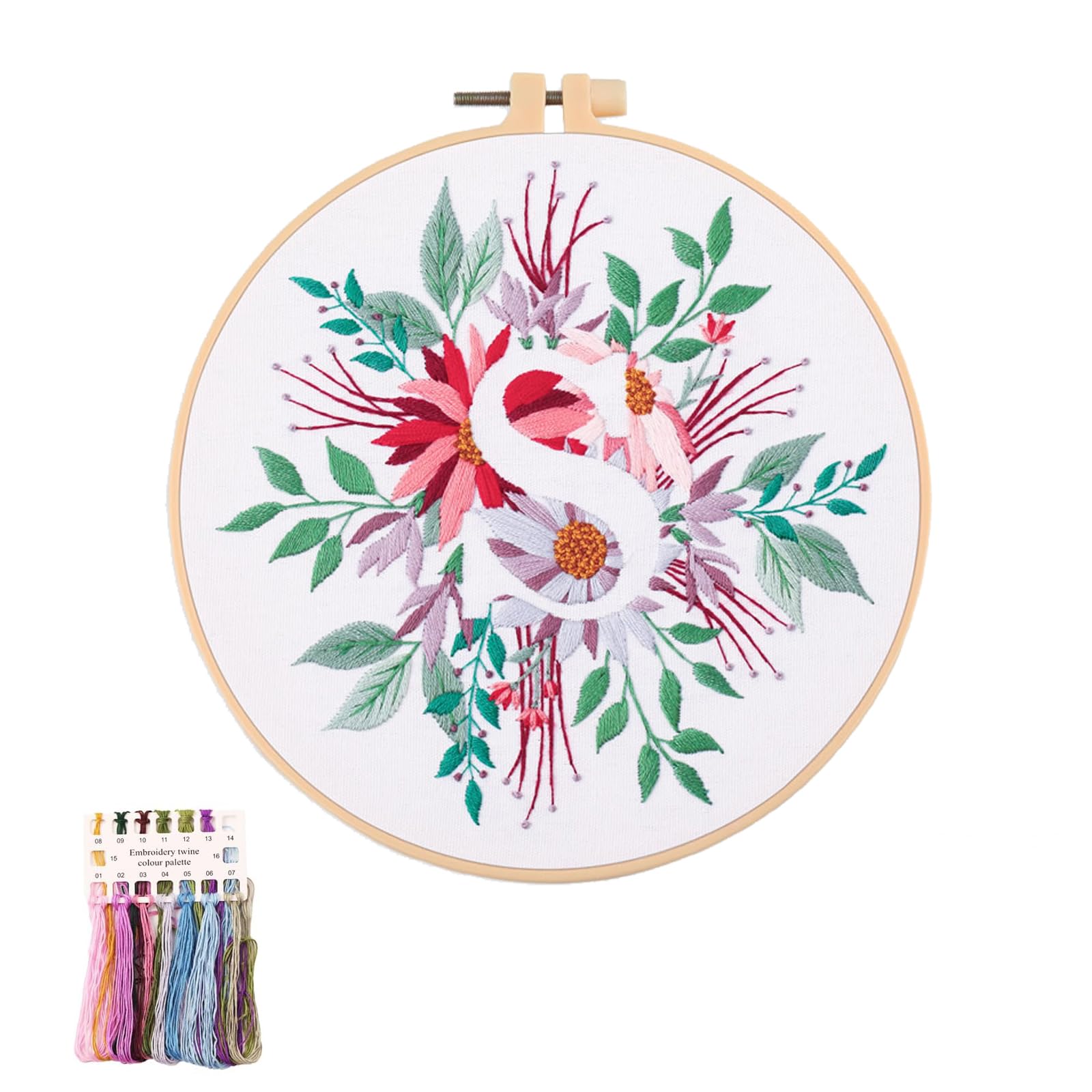 artcici Embroidery Kits Plant Flower Letter S Patterns for Beginners Adults, Full Range Embroidery Starter Kits Cross Stitch Needlework Supplies (Letter S)